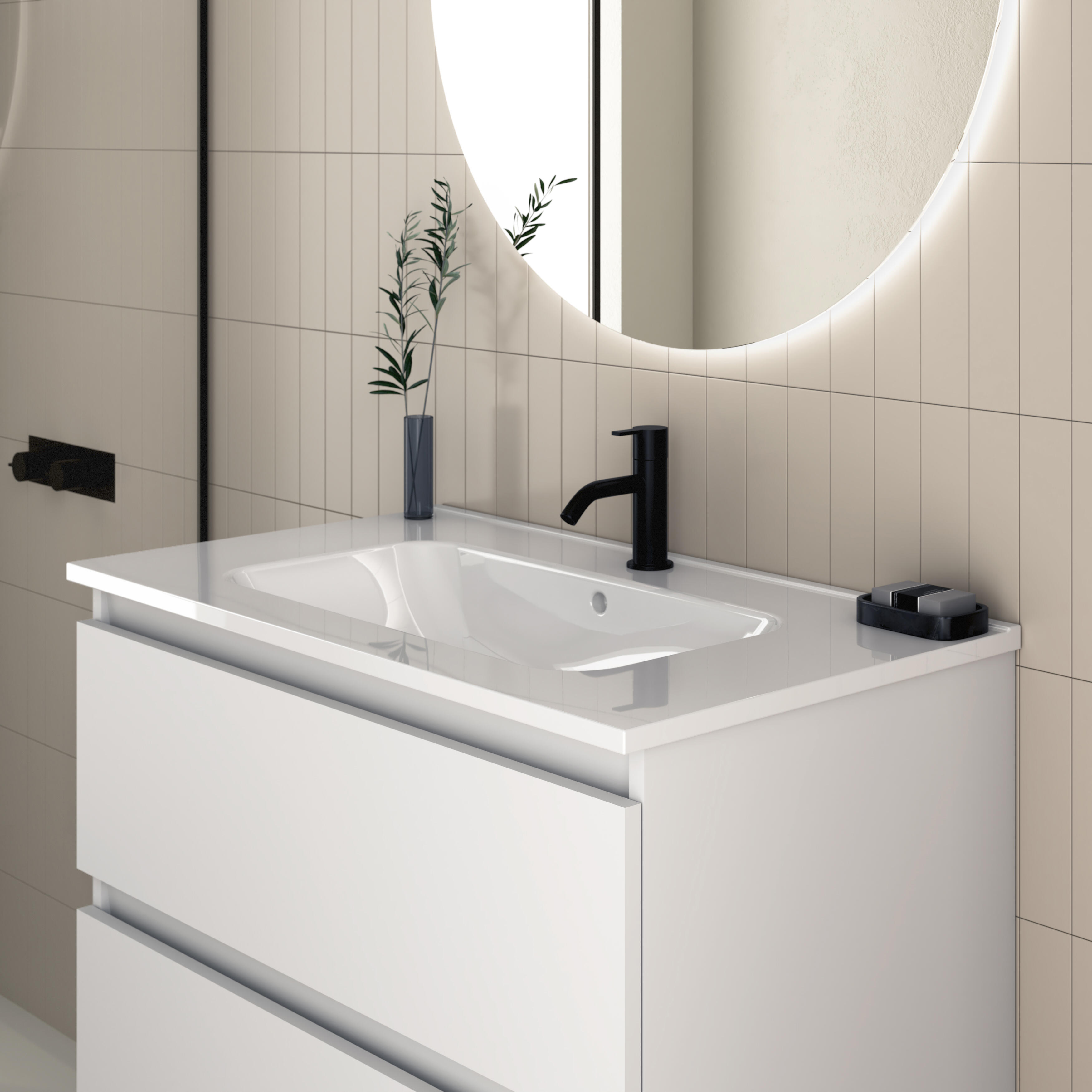 Mueble de baño con lavabo  Becco blanco brillante 80x45 cm - 4