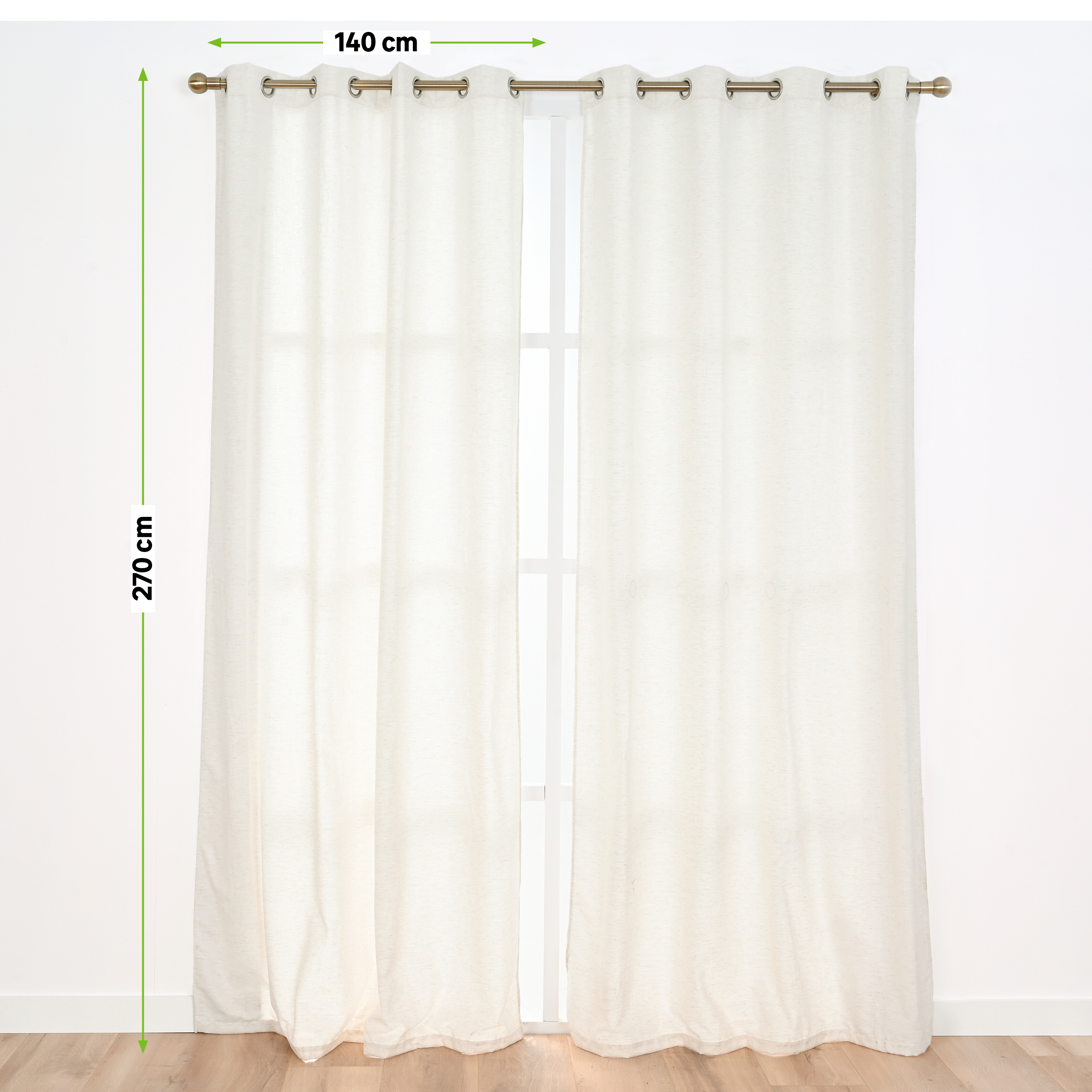 Cortina ollaos Rene poliéster jacquard de 140x270cm liso beig - 2