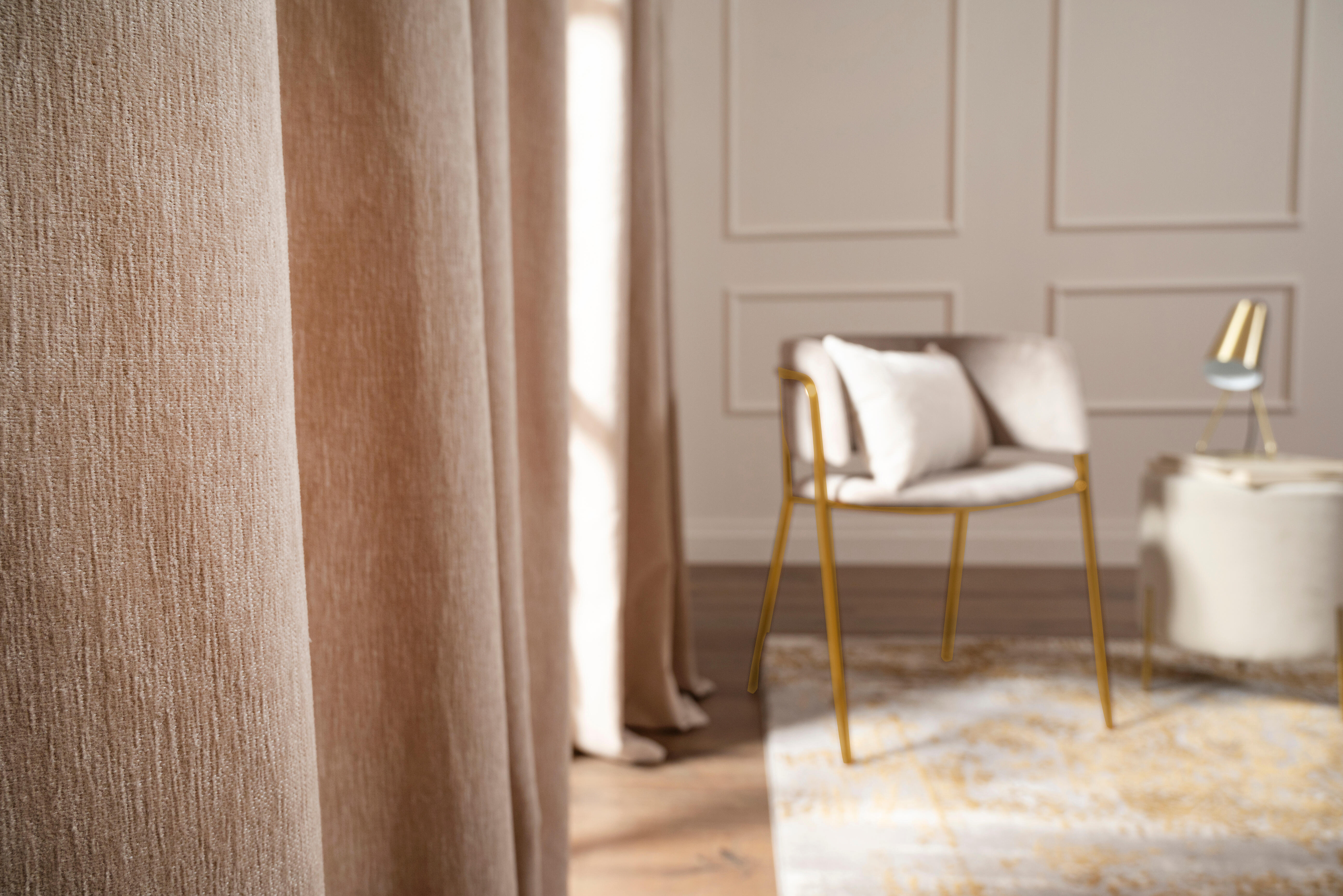 Cortina ollaos Rene poliéster jacquard de 140x270cm liso beig - 3