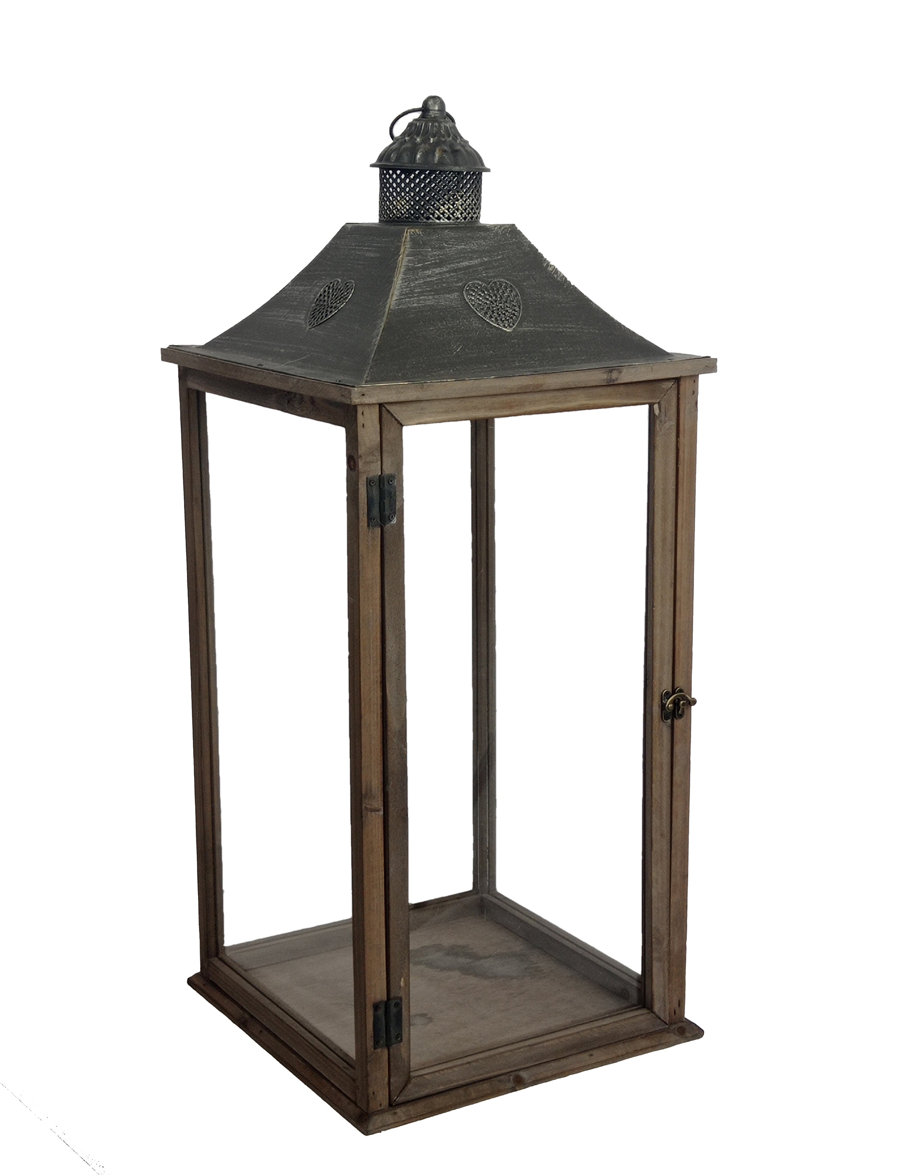 Farolillo para jardín marrón de madera 33x80 cm