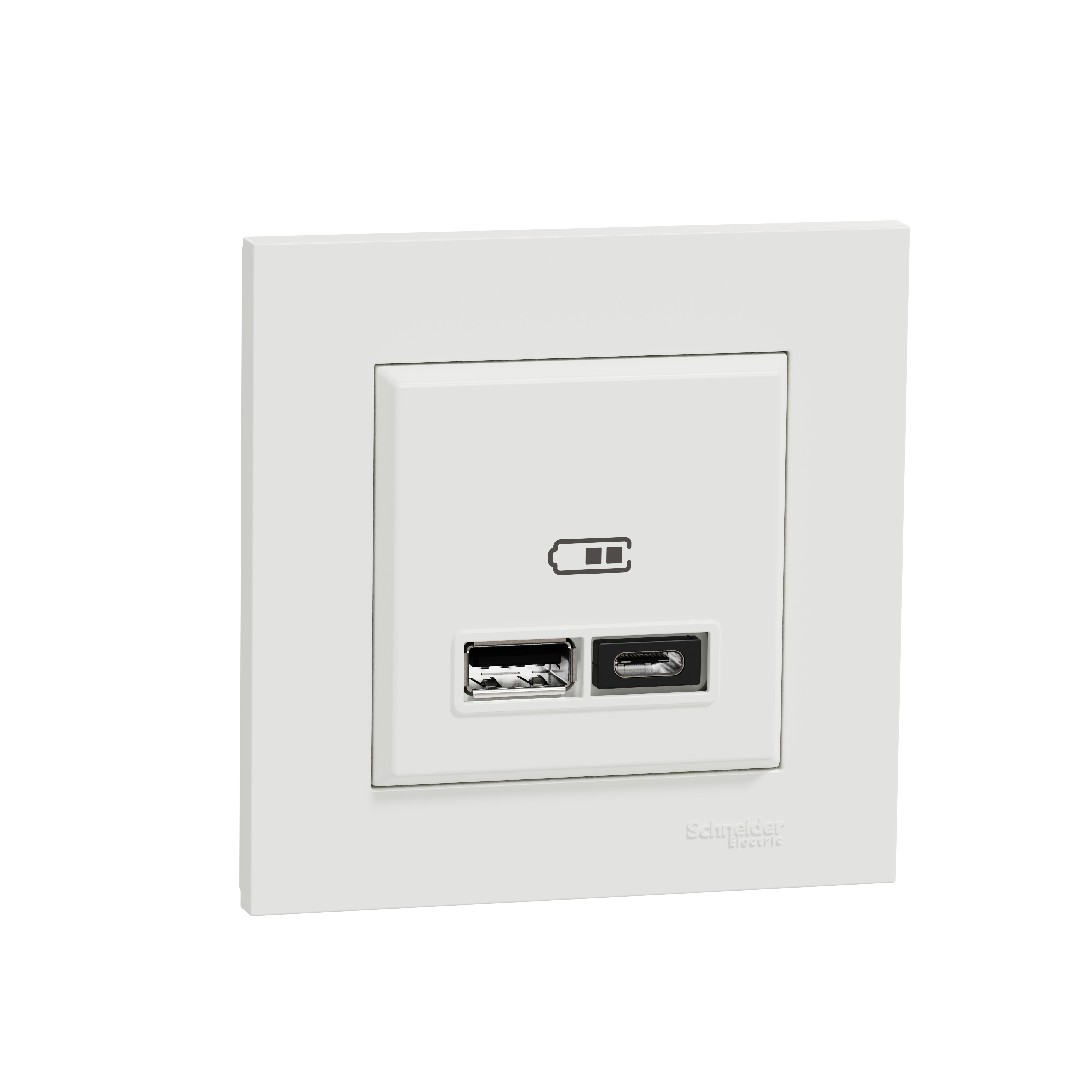 Cargador 2xusb+tipo c schneider electric miluz blanco