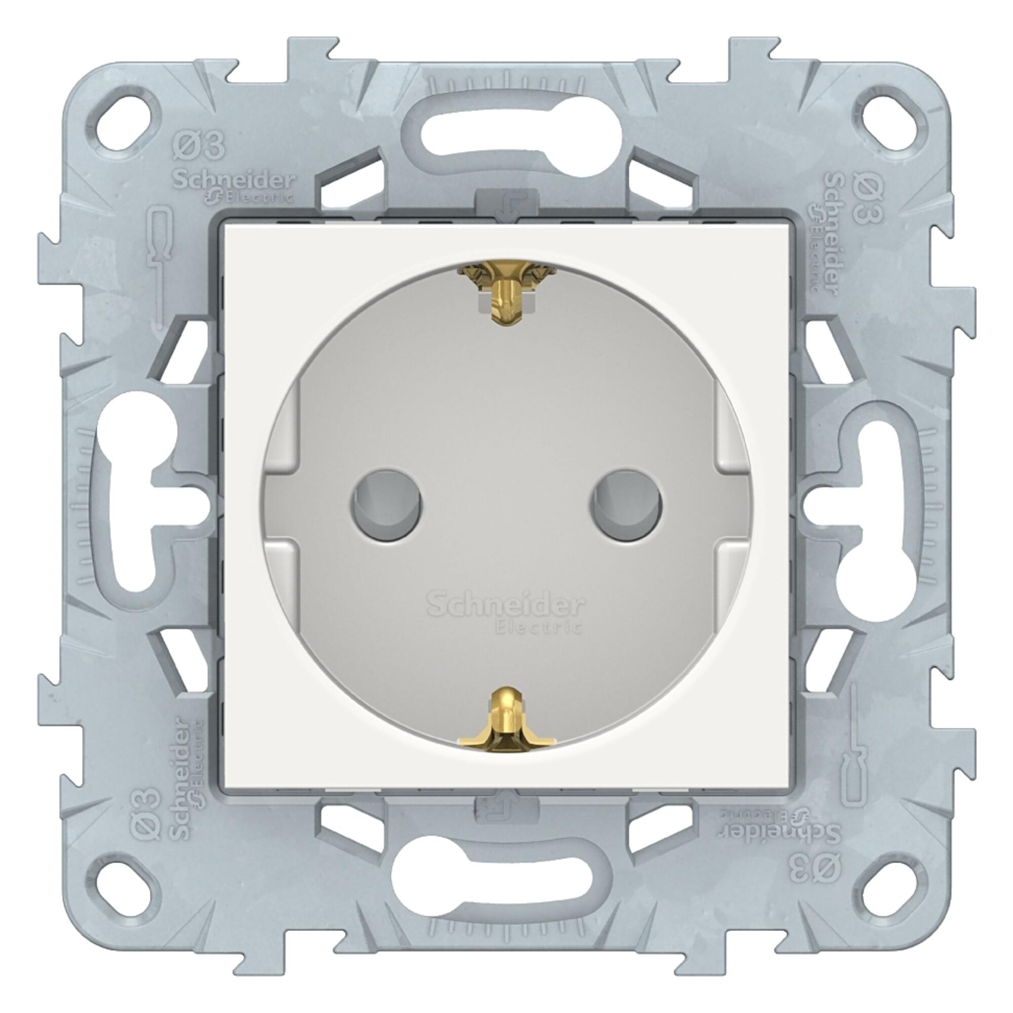 Tomada 2p+t com obturadores branco nu - 8
