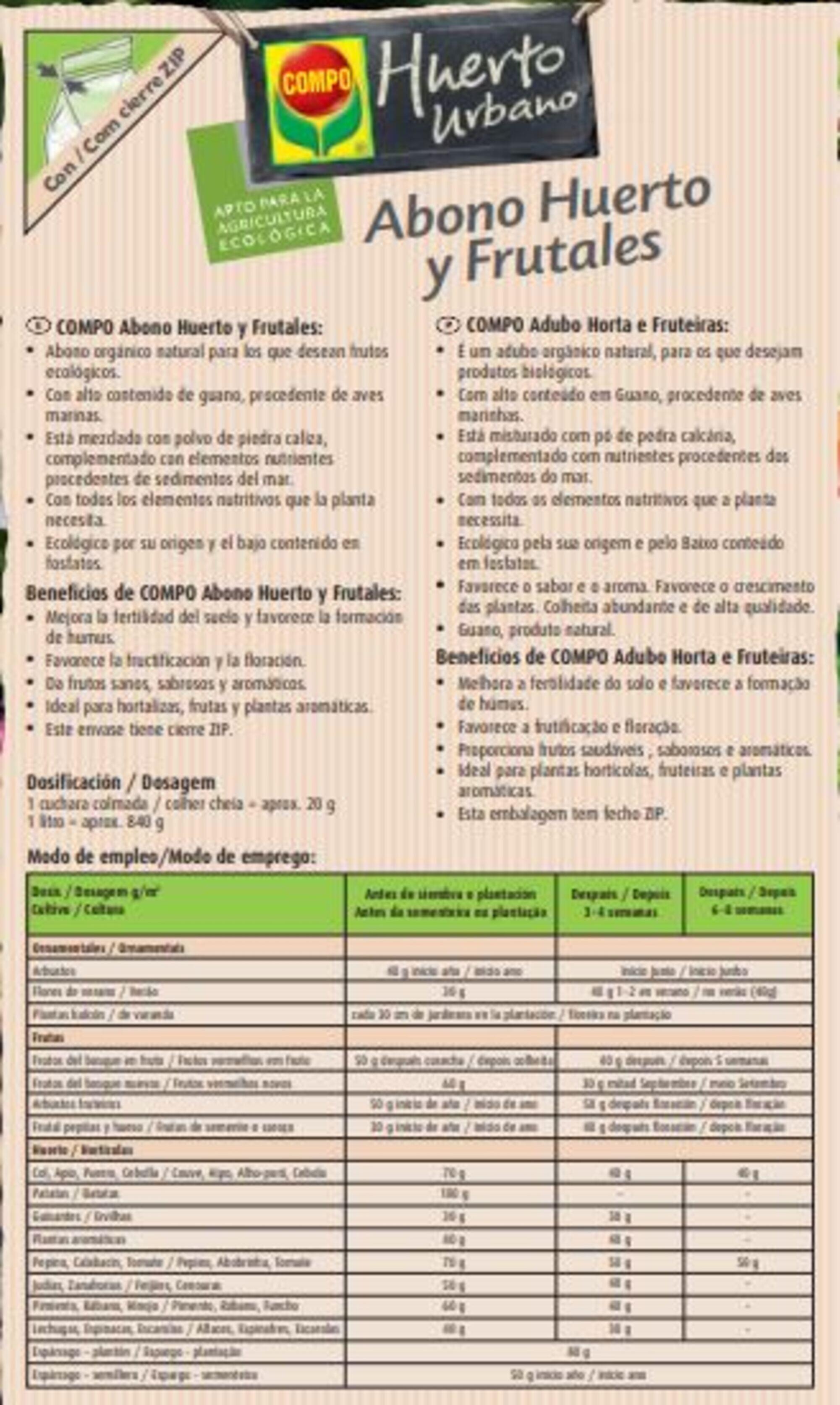Abono granulado COMPO para huerta y frutales 1kg para uso ecológico - 6