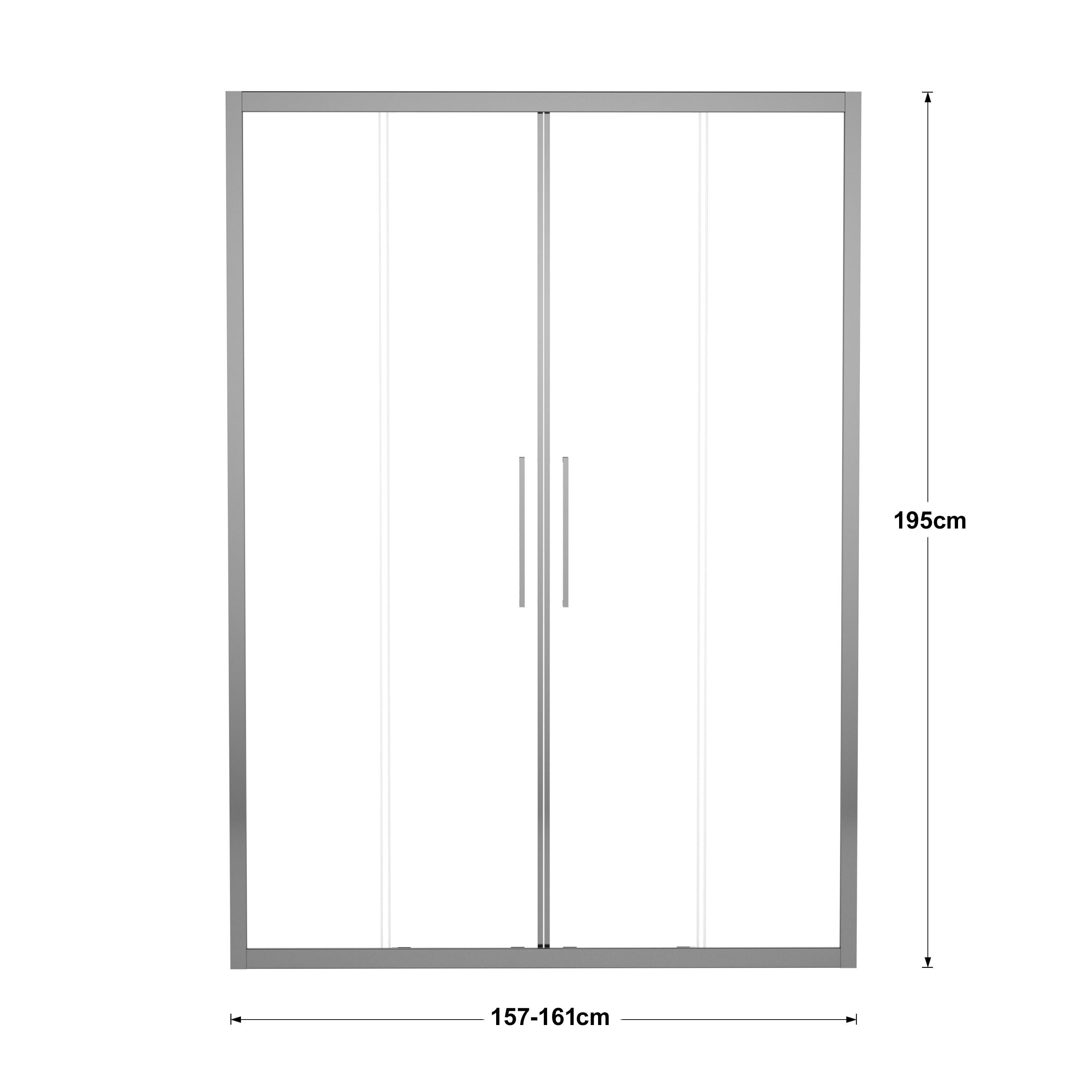 Porta doccia scorrevole L 157-161 cm x H 195 cm per nicchia in vetro trasparente SP. 6 mm, profilo lucido cromo, serie Record - 9