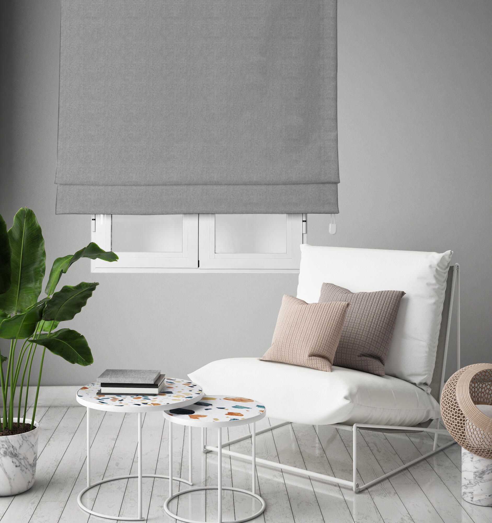 Estor plegable paqueto opaco con cadena blacksun poliéster liso gris de 90x175 cm