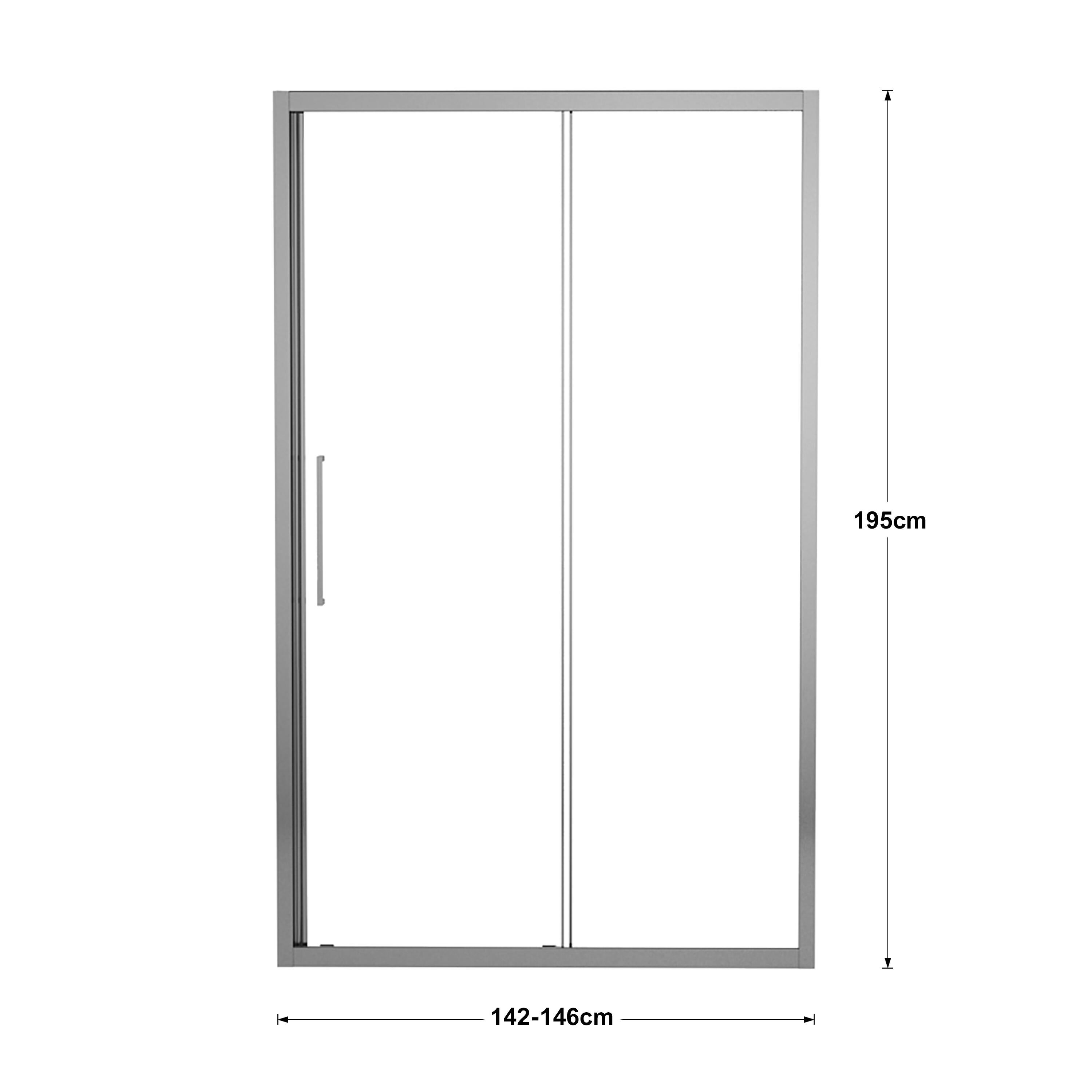 Porta doccia scorrevole L 142-146 cm x H 195 cm per nicchia in vetro trasparente SP. 6 mm, profilo lucido cromo, serie Record - 9