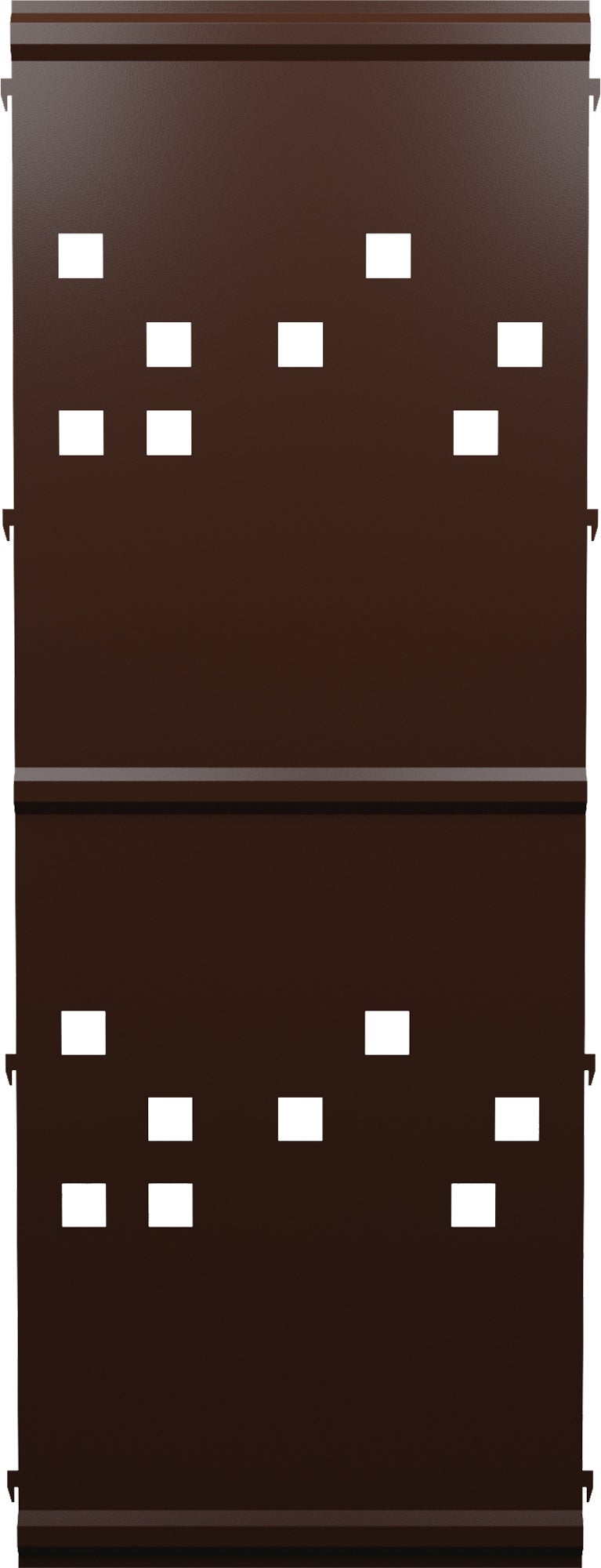 Panel remate valla acero galvanizado franja cuadros marrón forja 144x52,5 cm