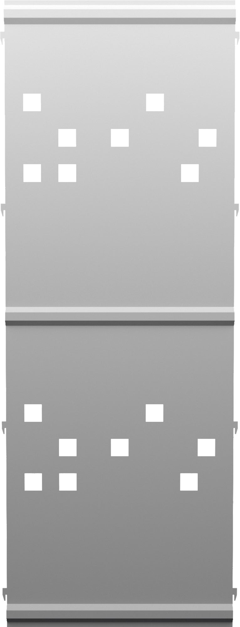 Panel remate valla acero galvanizado franja cuadros blanco 144x52,5 cm