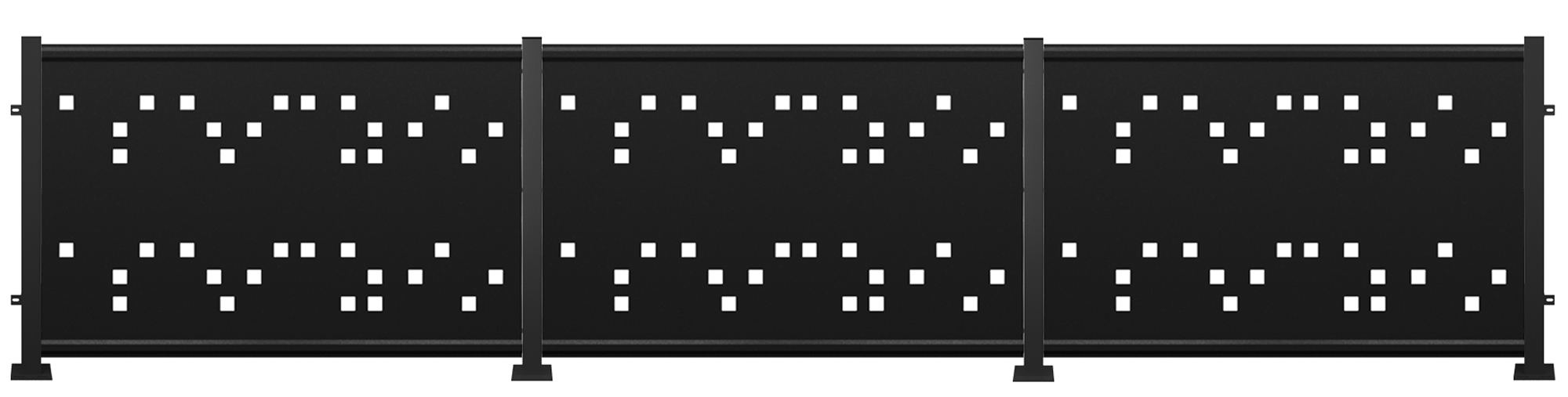 Kit valla de acero galvanizado cuadros negro 456x100x13 cm