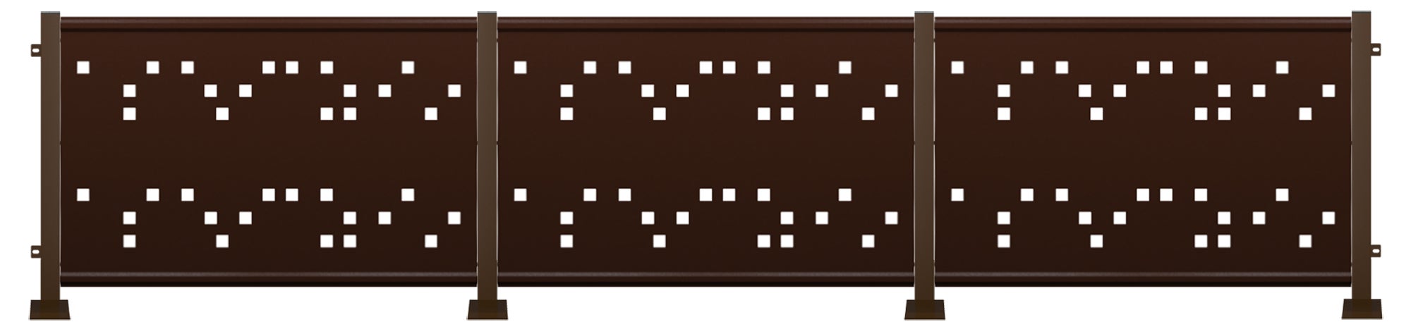 Kit valla de acero galvanizado cuadros marrón forja 456x100x13 cm