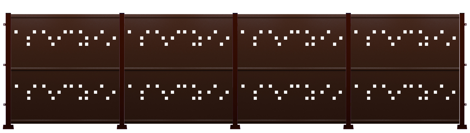 Kit valla de acero galvanizado cuadros marrón forja 606x150x13 cm