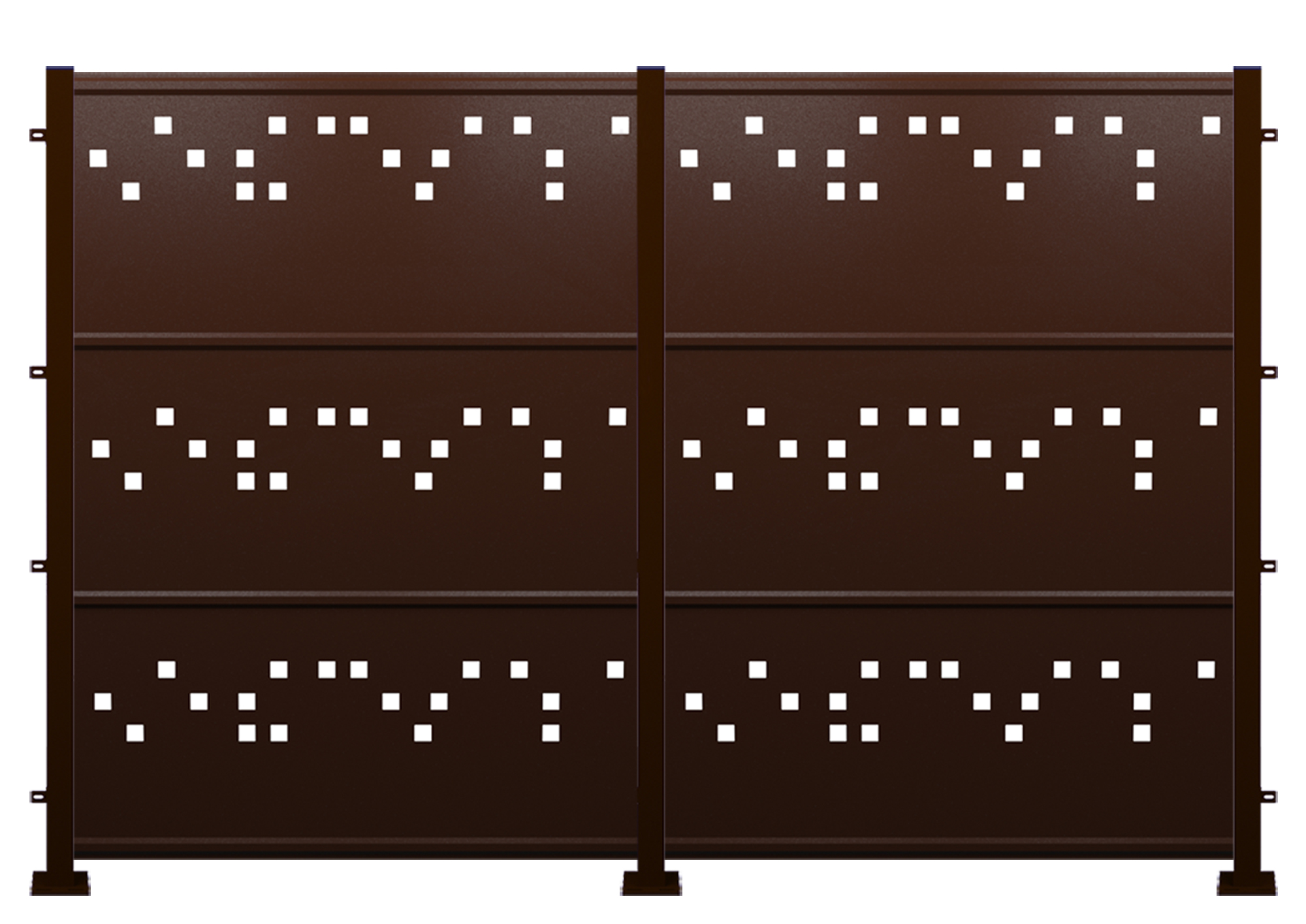 Kit valla de acero galvanizado cuadros marrón forja 306x200x13 cm