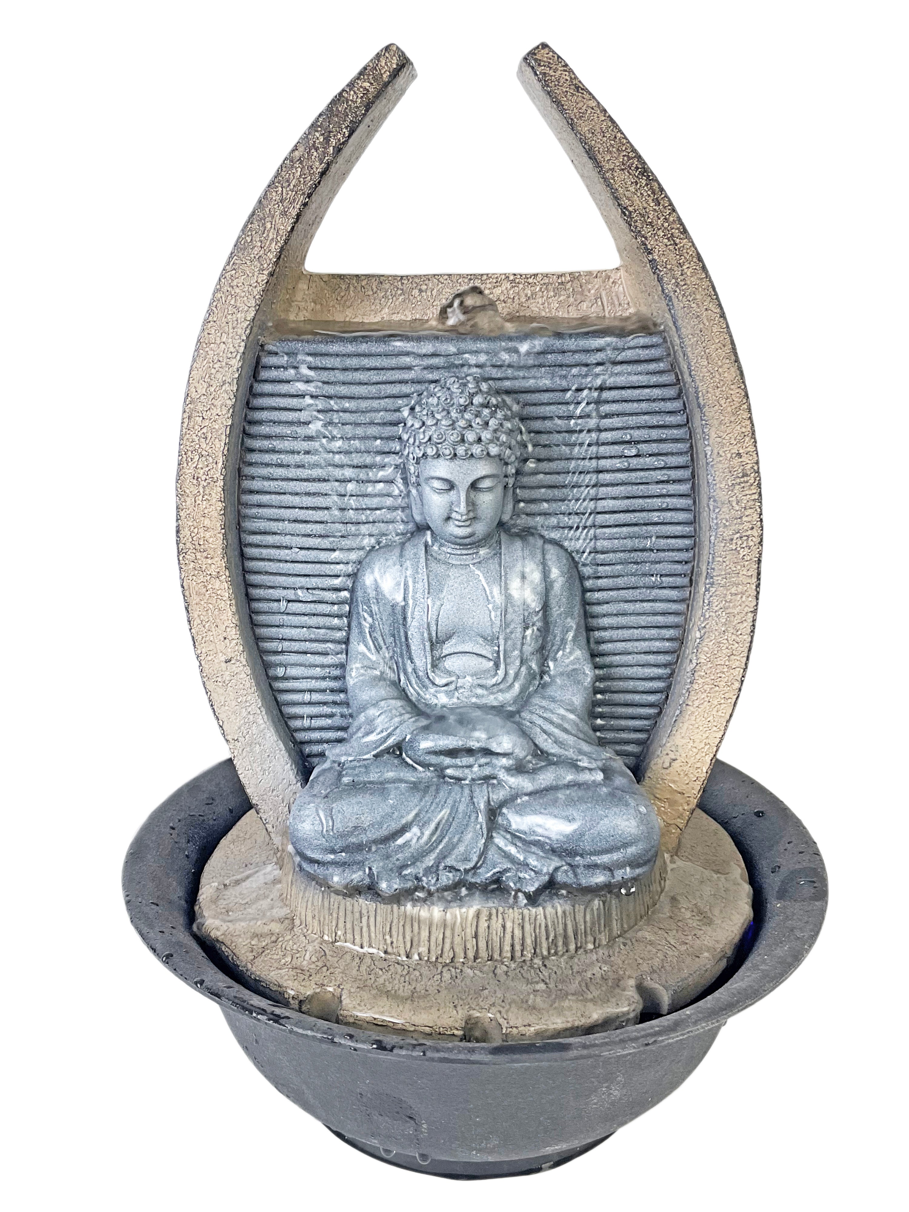 Fuente decorativa budha para exterior de polirresina 21x21x29 cm