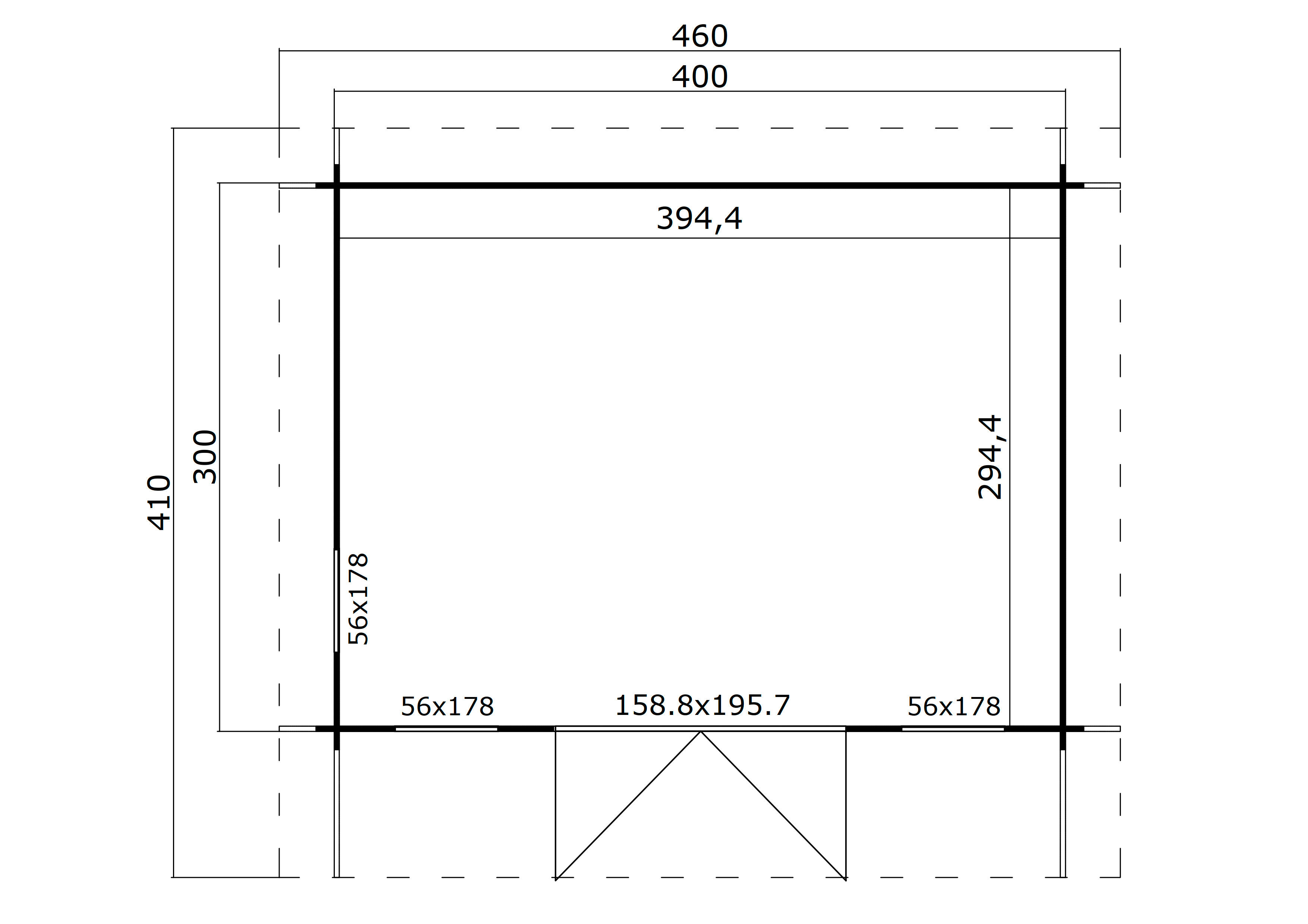 Caseta de madera Banbury de 460x234x410 cm y 18.86 m2 con 28 mm espesor y doble puerta abatible LASITA MAJA - 3