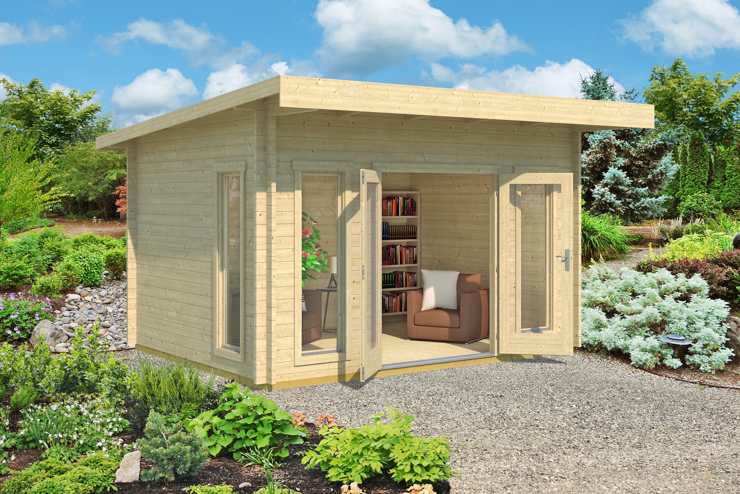 Caseta de madera Banbury de 460x234x410 cm y 18.86 m2 con 28 mm espesor y doble puerta abatible LASITA MAJA - 4