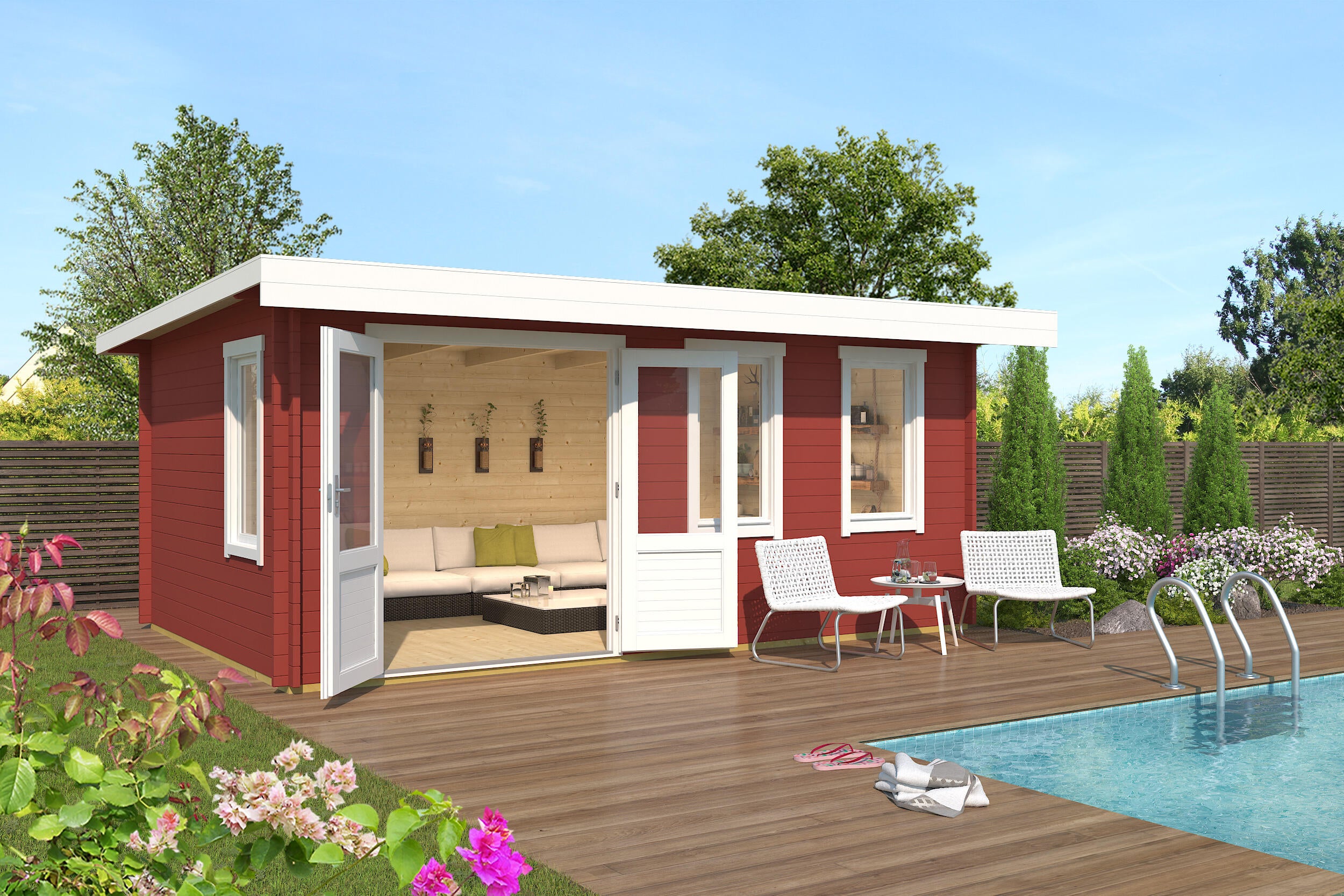 Caseta de madera BARUDA 53 de 570x222x415 cm y 23.65 m2 con 40 mm espesor y doble puerta abatible LASITA MAJA - 5