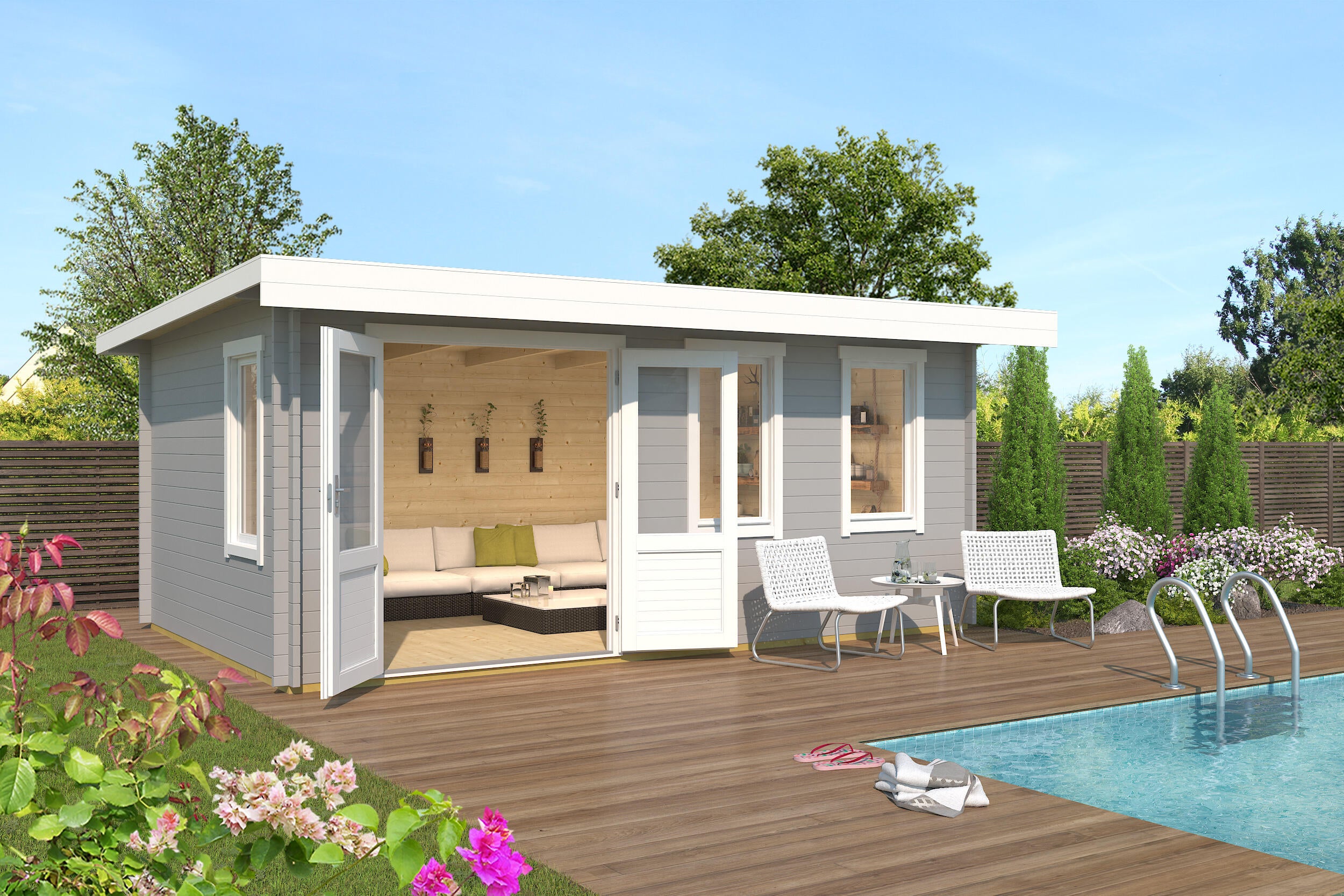 Caseta de madera BARUDA 53 de 570x222x415 cm y 23.65 m2 con 40 mm espesor y doble puerta abatible LASITA MAJA - 4