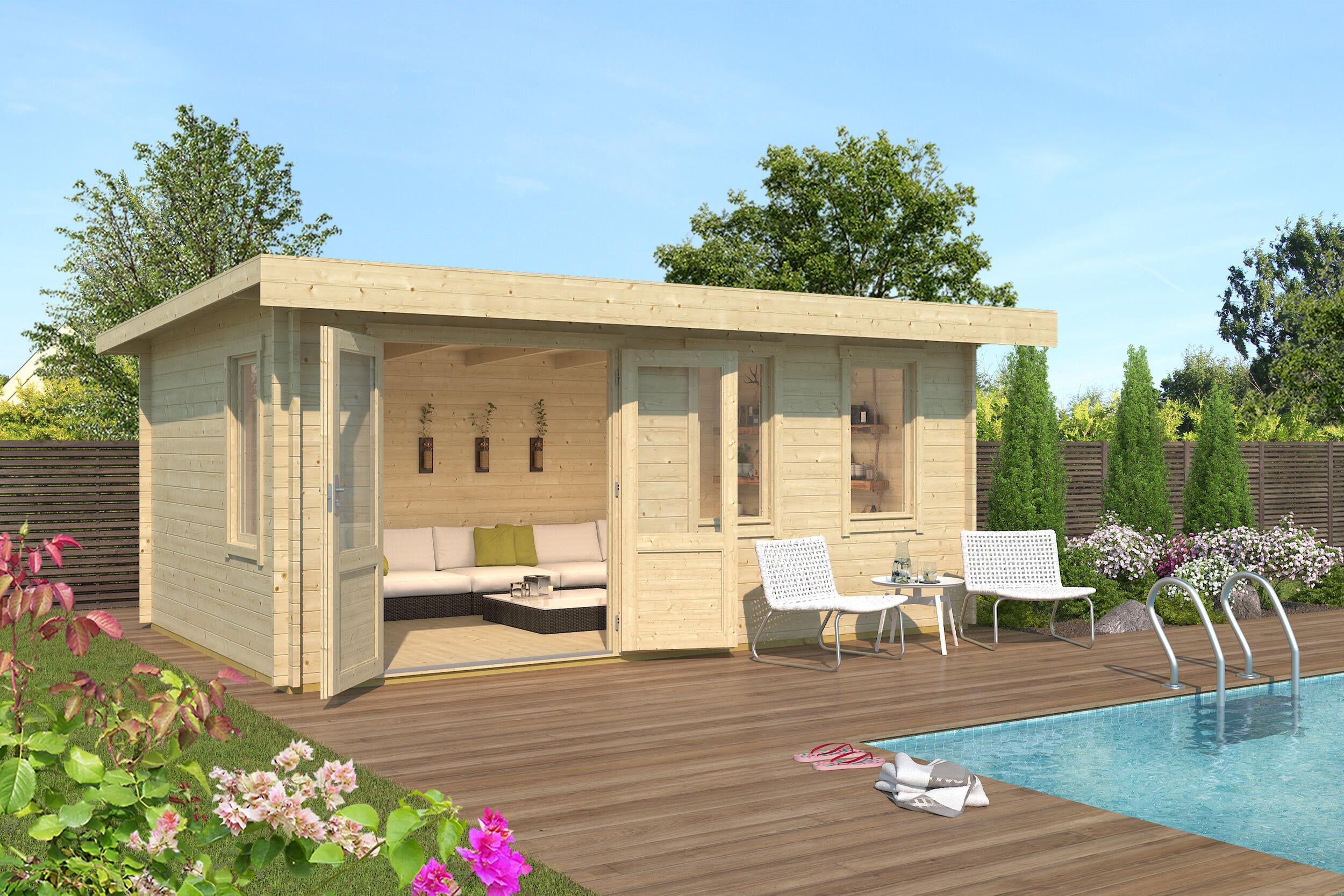 Caseta de madera BARUDA 53 de 570x222x415 cm y 23.65 m2 con 40 mm espesor y doble puerta abatible LASITA MAJA - 3
