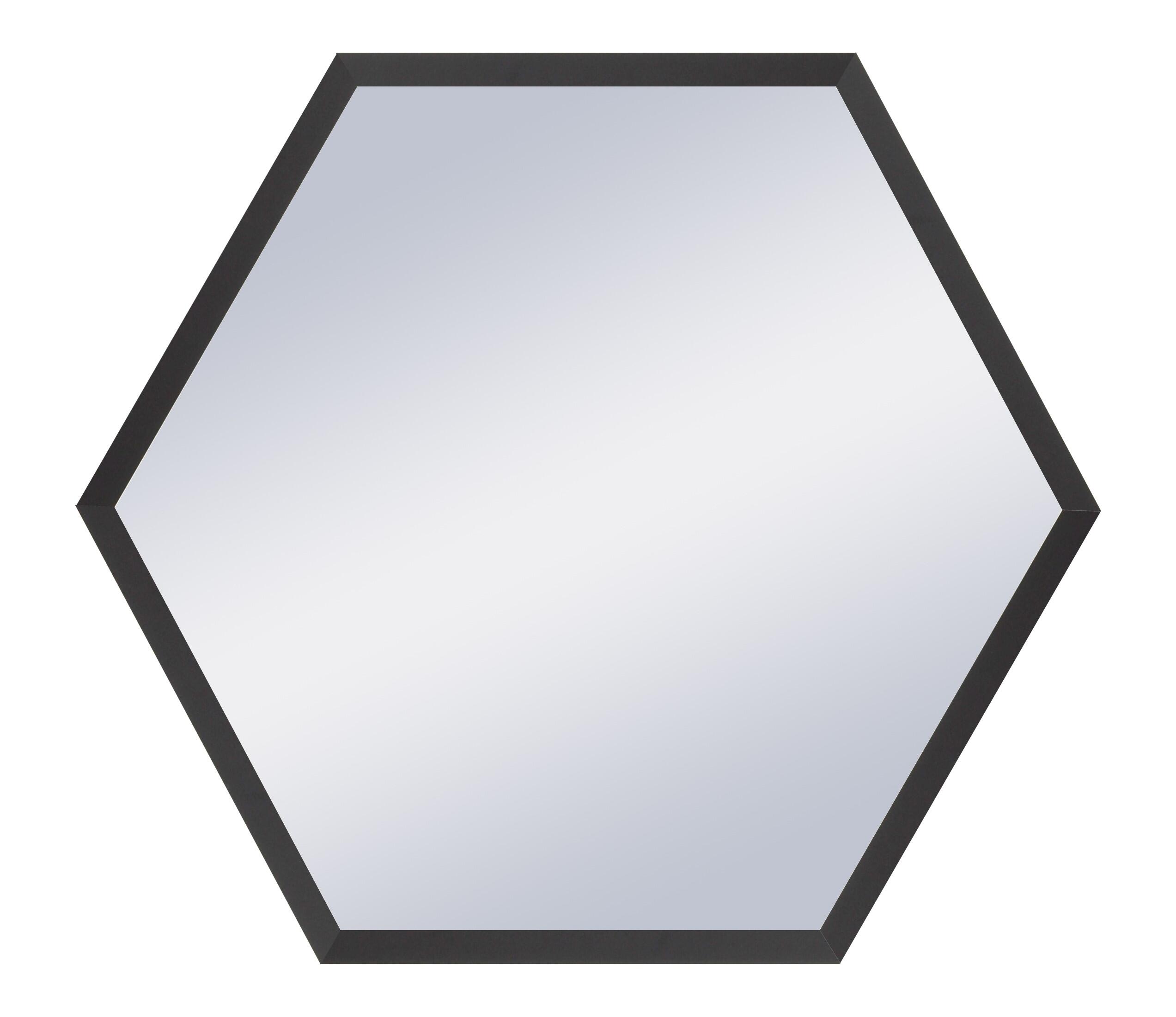 Espejo enmarcado hexagonal mdf negro mate de 61 x 53 cm