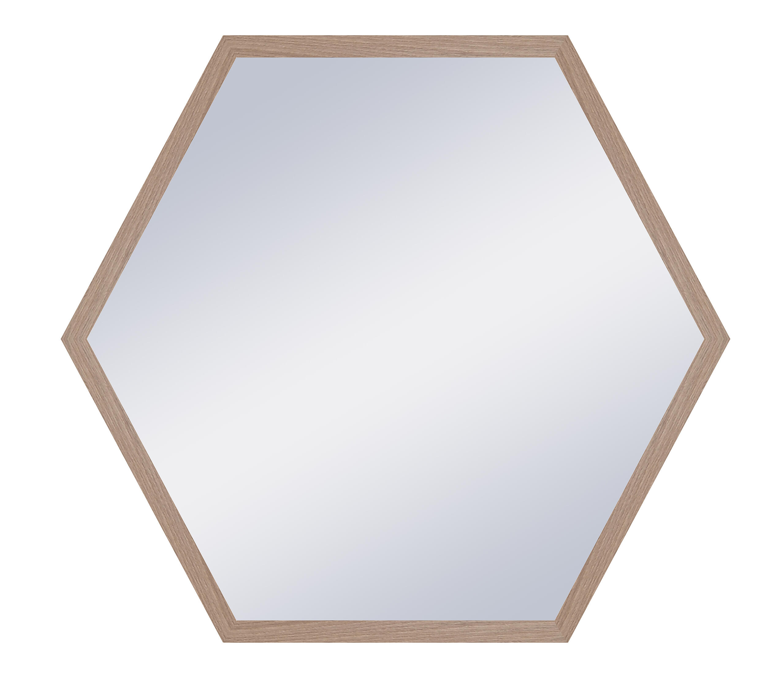 Espejo enmarcado hexagonal mdf roble claro mate de 61 x 53 cm