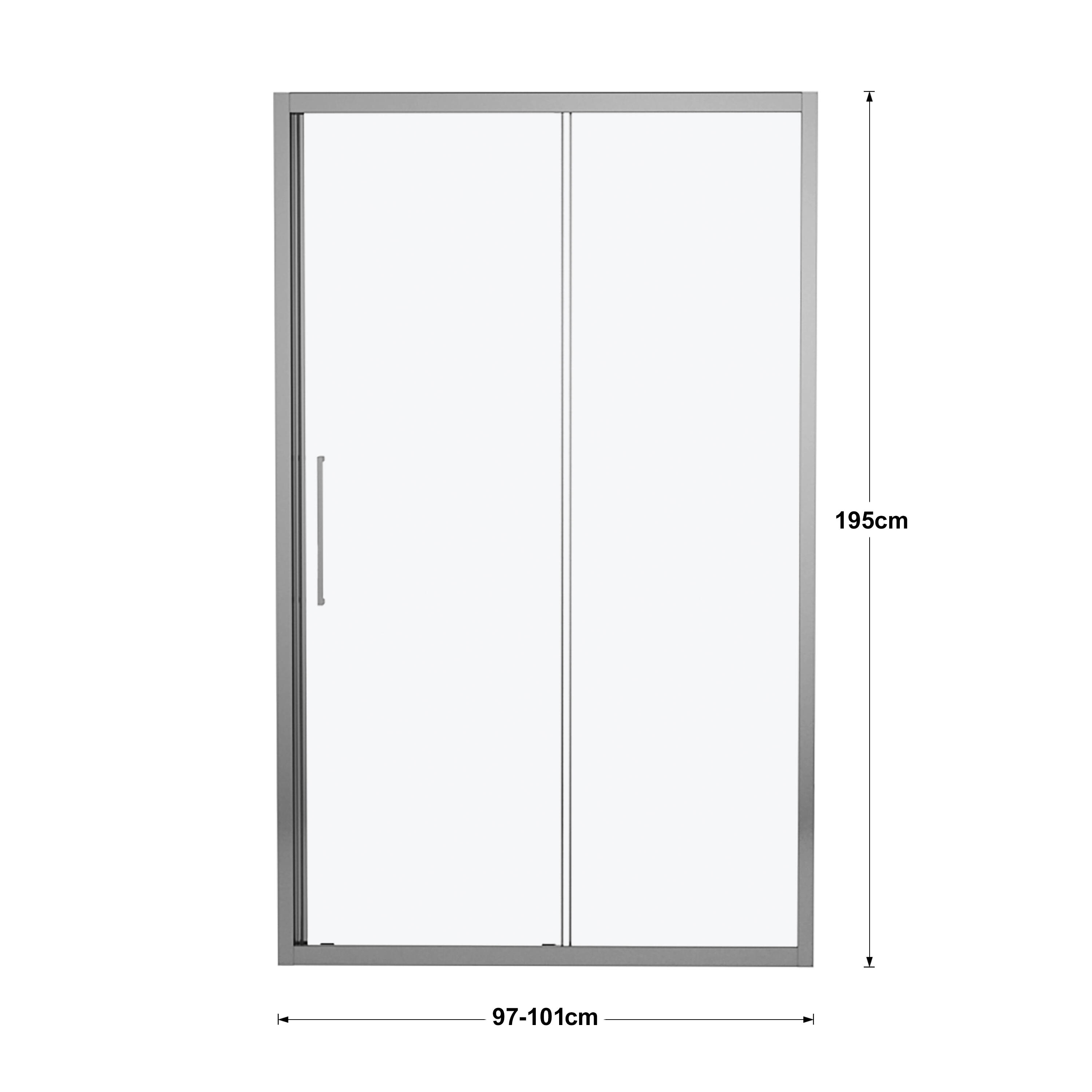 Porta doccia scorrevole L 97-101 cm x H 195 cm per nicchia in vetro smerigliato SP. 6 mm, profilo lucido cromo, serie Record - 9