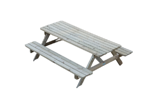 Mesa de jardín de comedor de pino Picnic verde de 150x70x220 cm