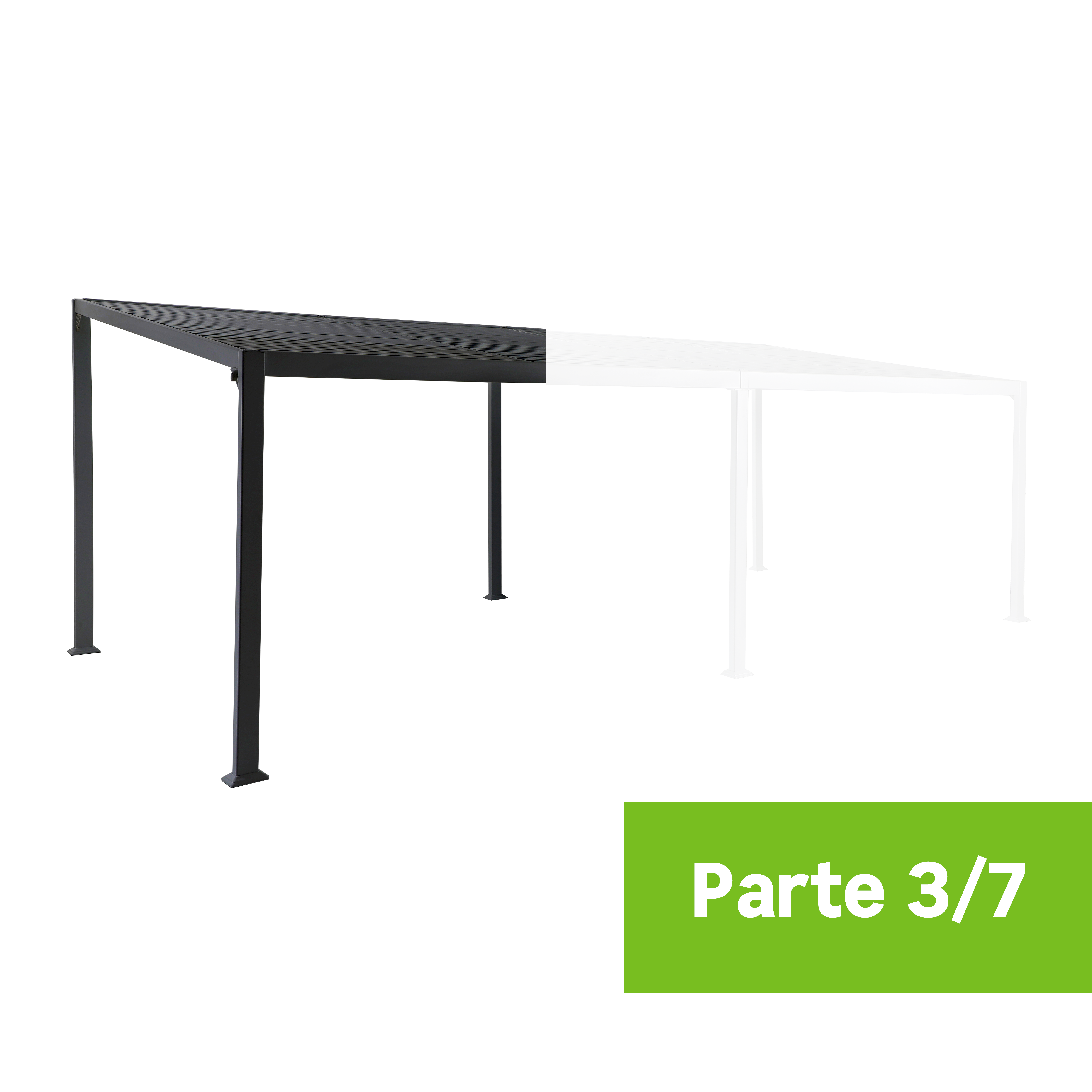Pérgola de aluminio Londres 3/7 de 300 x 300 cm negro - 5