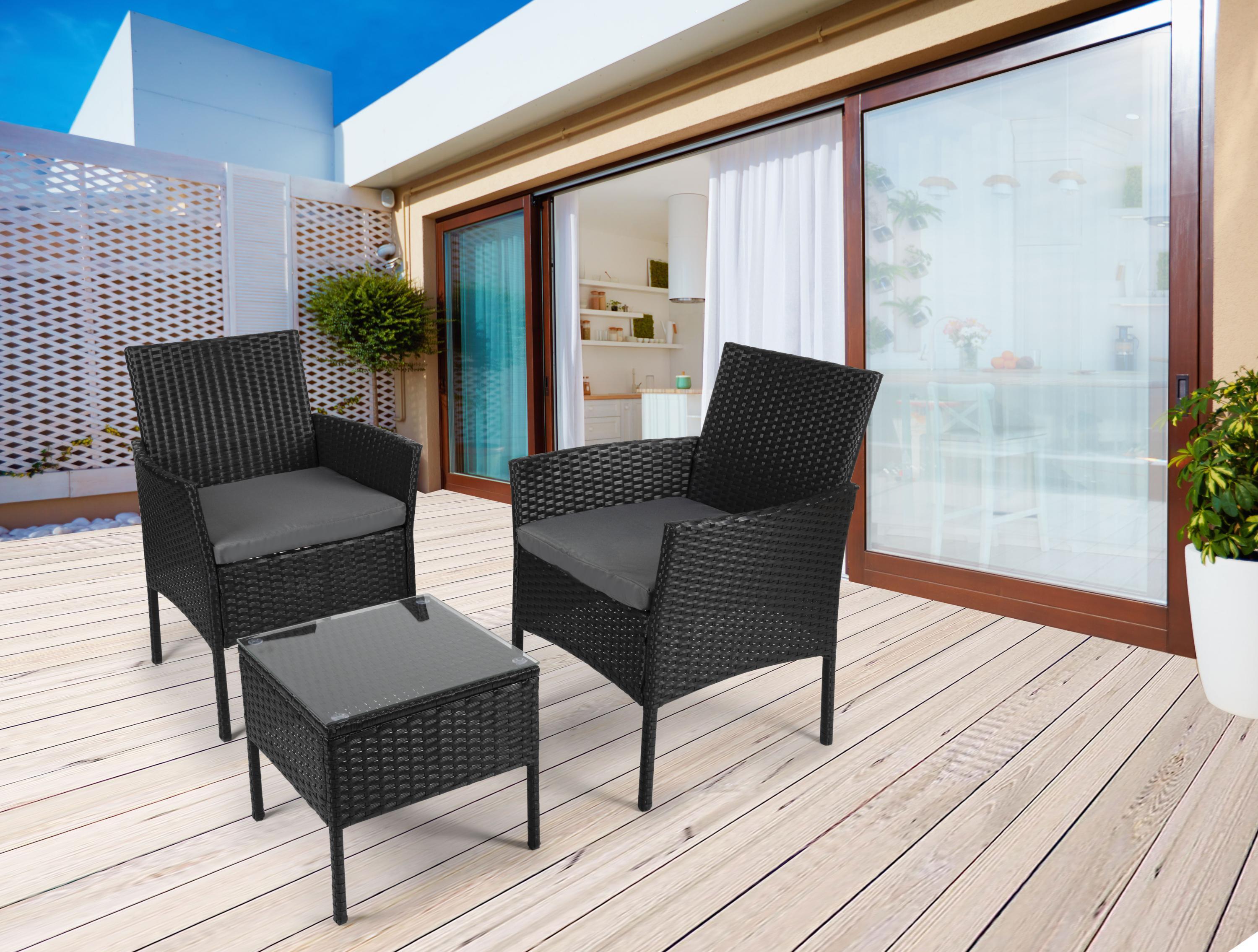 Set de terraza lisboa ratán negro 2 plazas