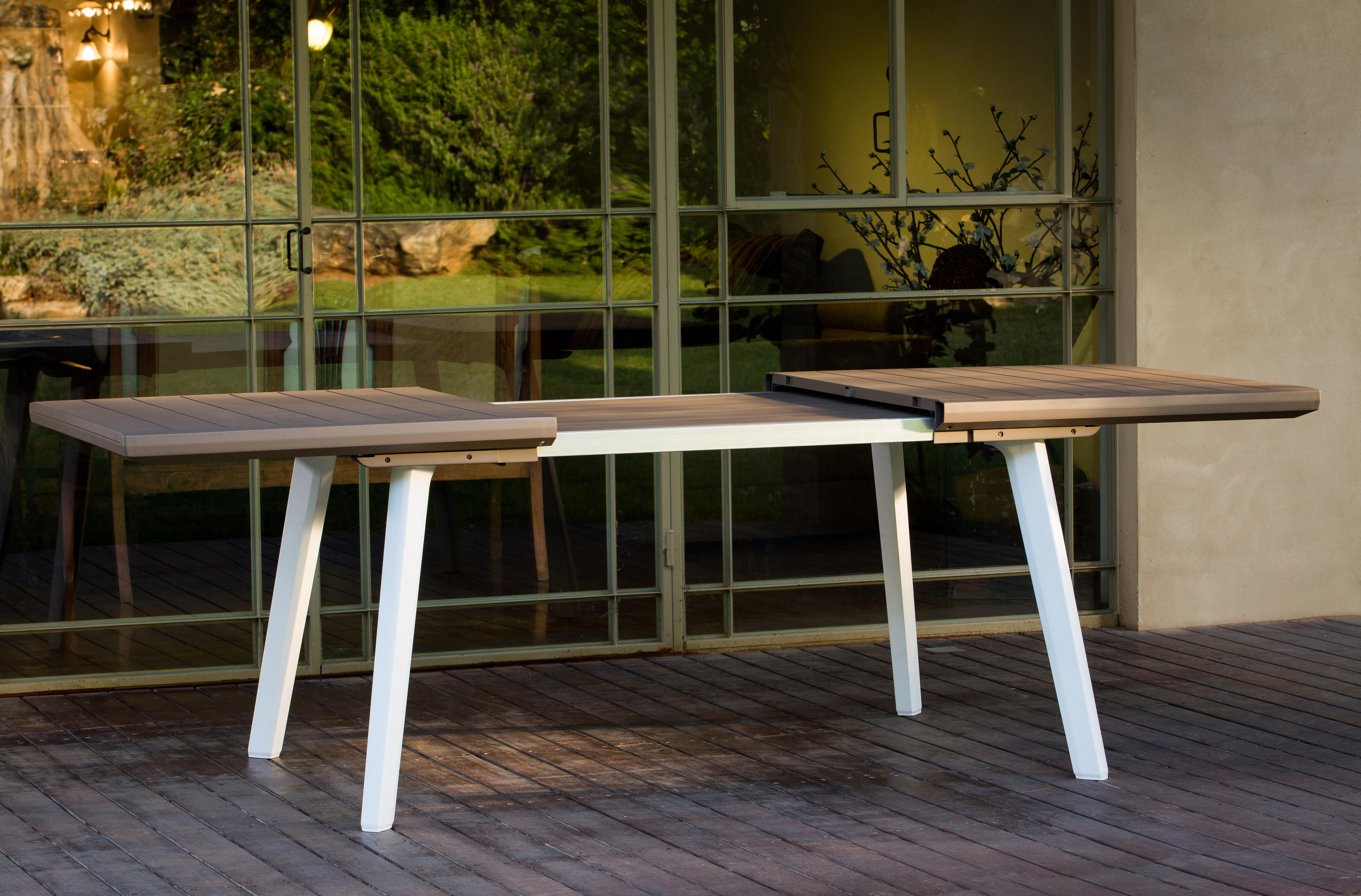 Mesa de jardín extensible Harmony de resina blanco 160/240x75x100 cm - 10