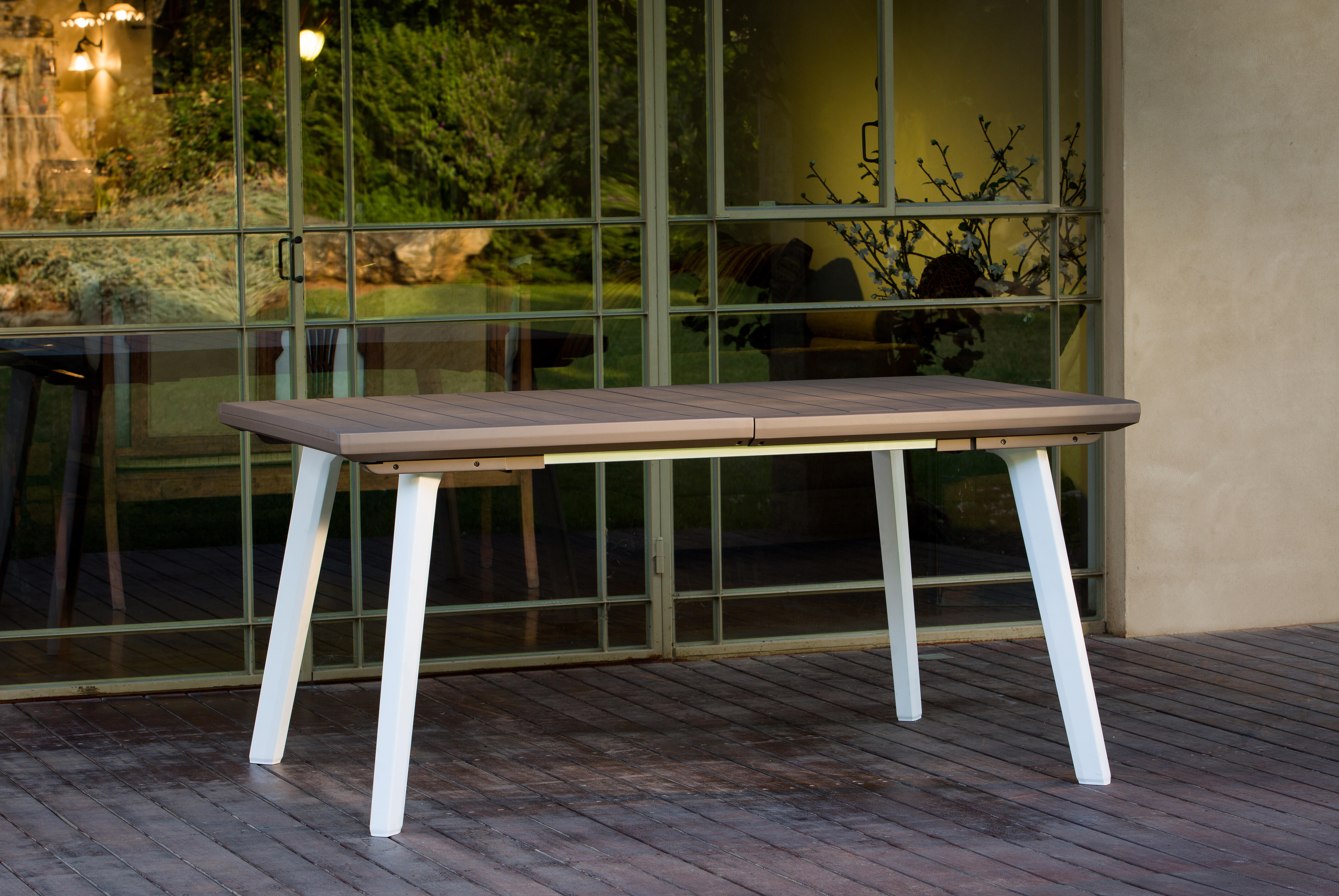 Mesa de jardín extensible Harmony de resina blanco 160/240x75x100 cm - 7