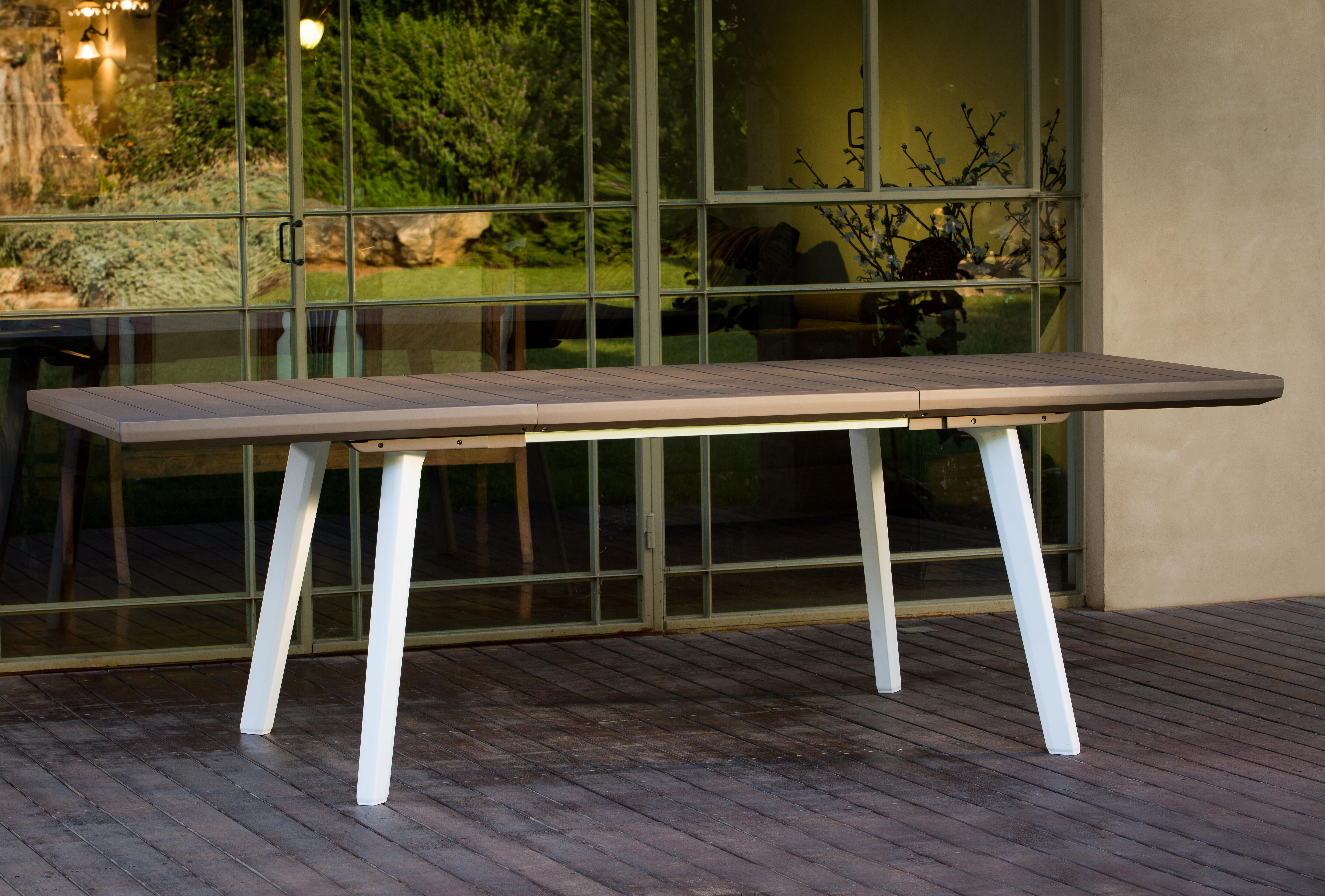 Mesa de jardín extensible Harmony de resina blanco 160/240x75x100 cm - 6