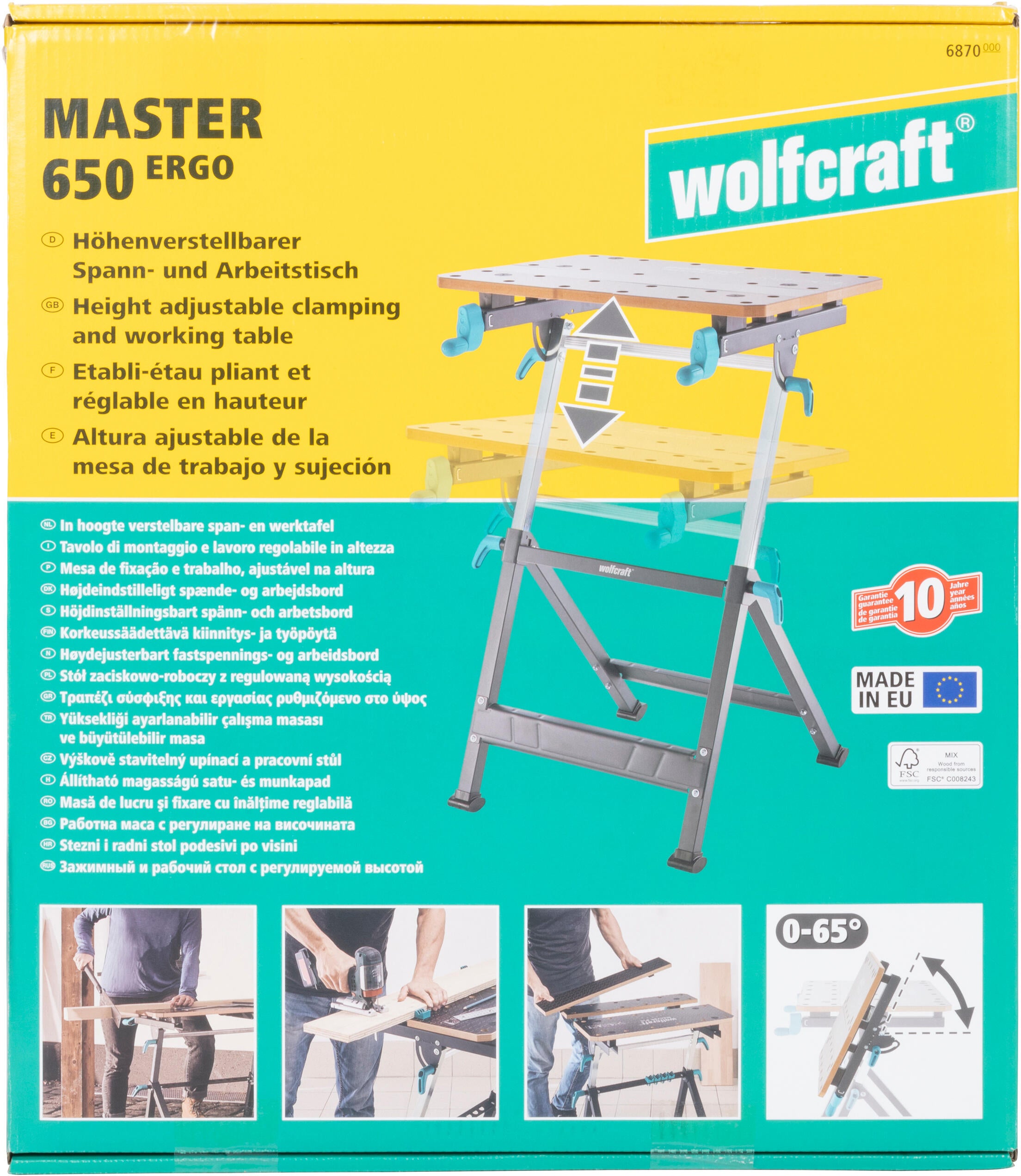 Bancada de fixação e de trabalho desdobrável Wolfcraft Master 650 Ergo - 12