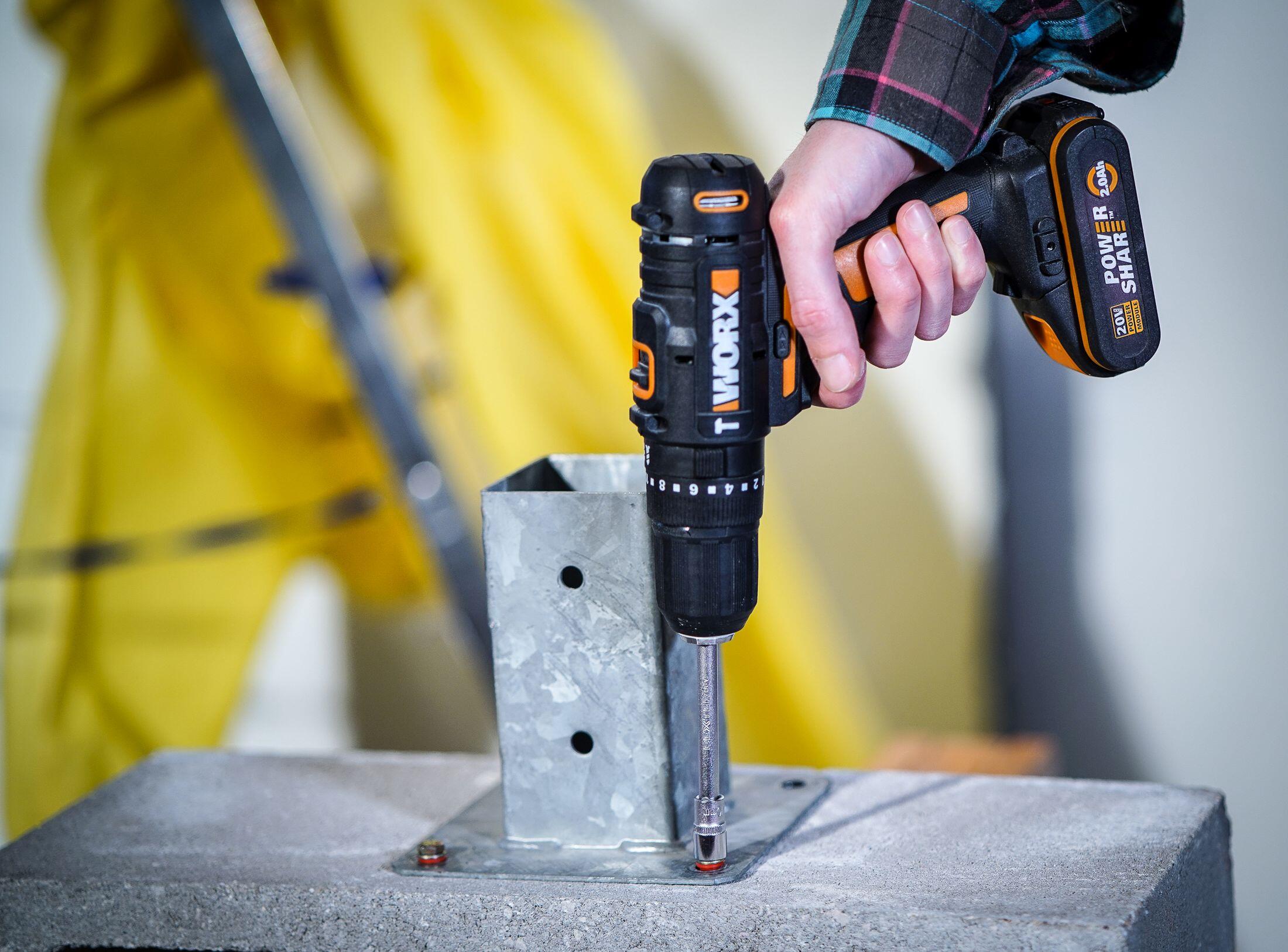 Taladro percutor a batería WORX 20V 2 baterias 2 baterías de 20V y 2,0Ah, cargador de batería rápido de 1 hora, 1 estuche enrollable con 30 brocas y puntas, 1 maletín de transporte - 7