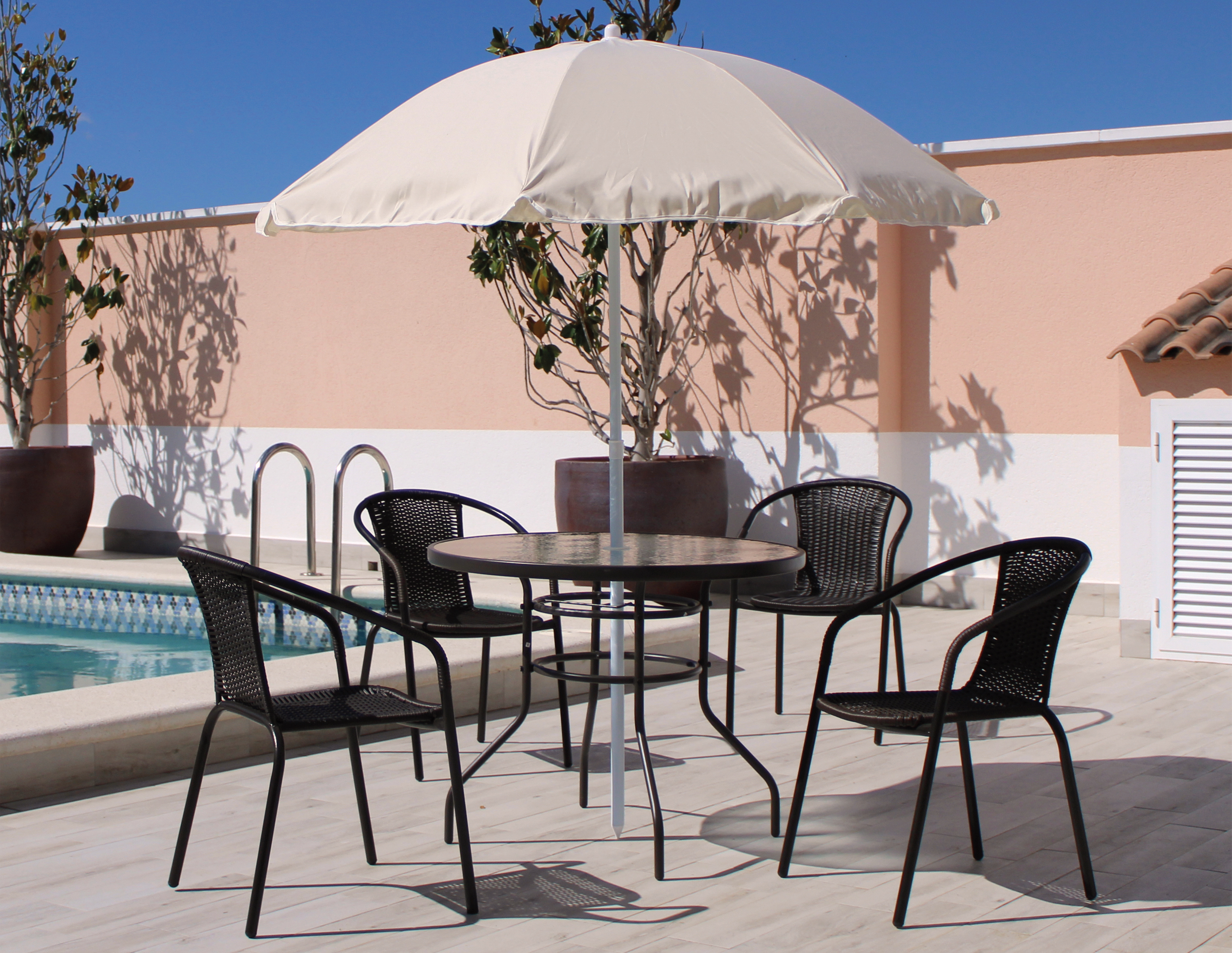 Set de jardín delta 90 4 plazas + parasol 240