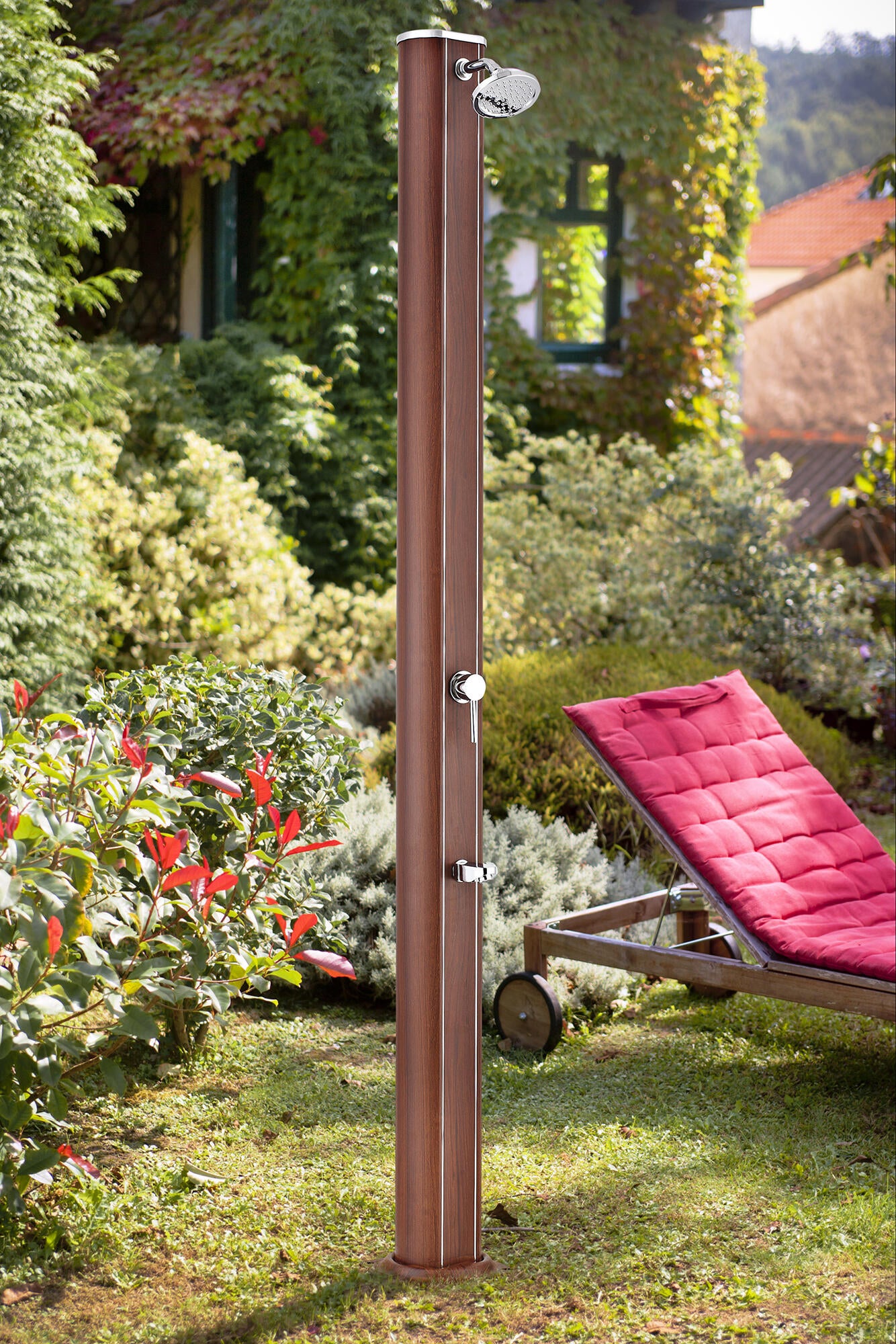 Doccia per piscina solare GRE tonda 32 L, marrone H 210 cm - 3