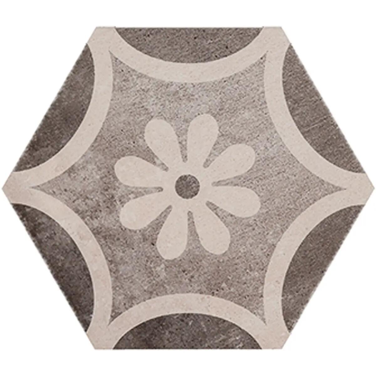 Piastrella da pavimento e rivestimento interno in gres porcellanato 18.2 x 21 cm non rettificato smaltato multicolore opaco Time Hexagone R9 traffico intenso (pei 4/5) Sp. 9.5 mm 0.46 mq - 14