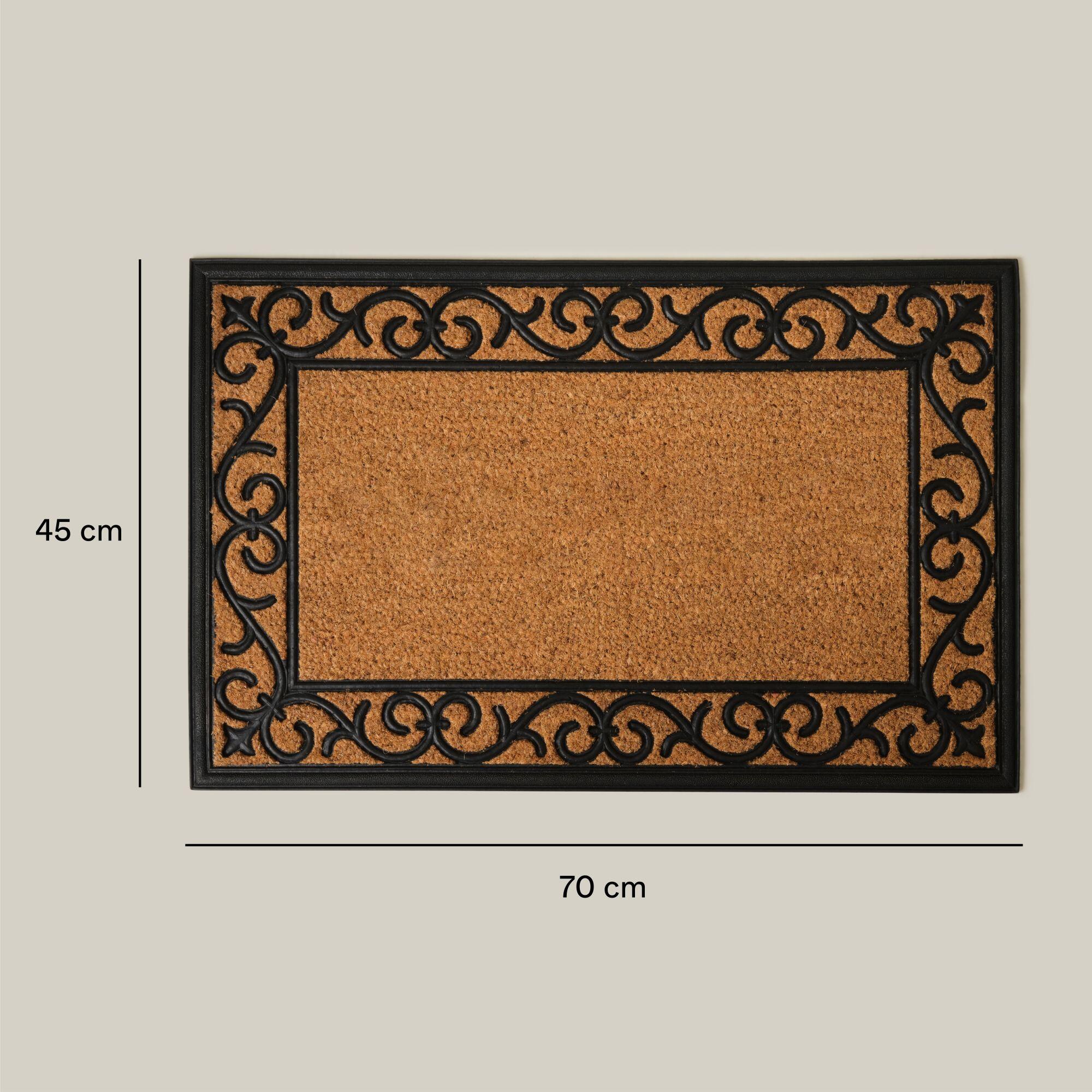 Felpudo marrón de goma y coco lyon 70 x45 cm
