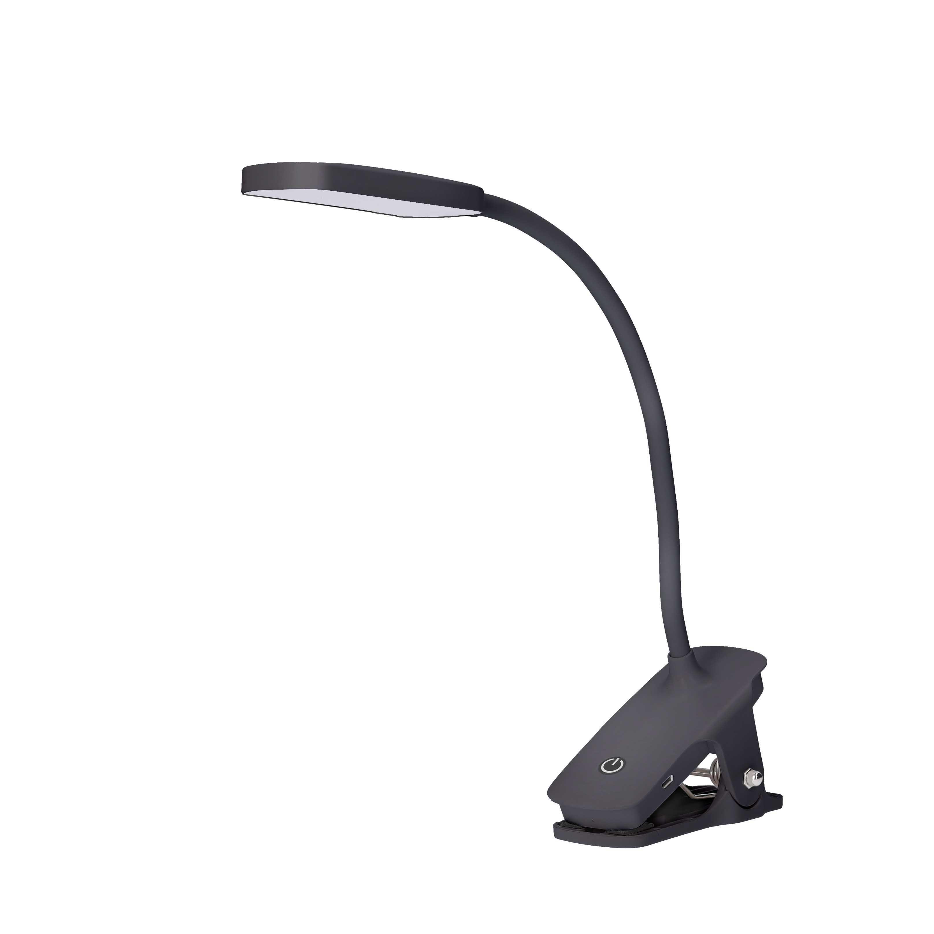Flexo led negro con pinza recargable,4000k,3 intensidades,flexible 360°,ligero