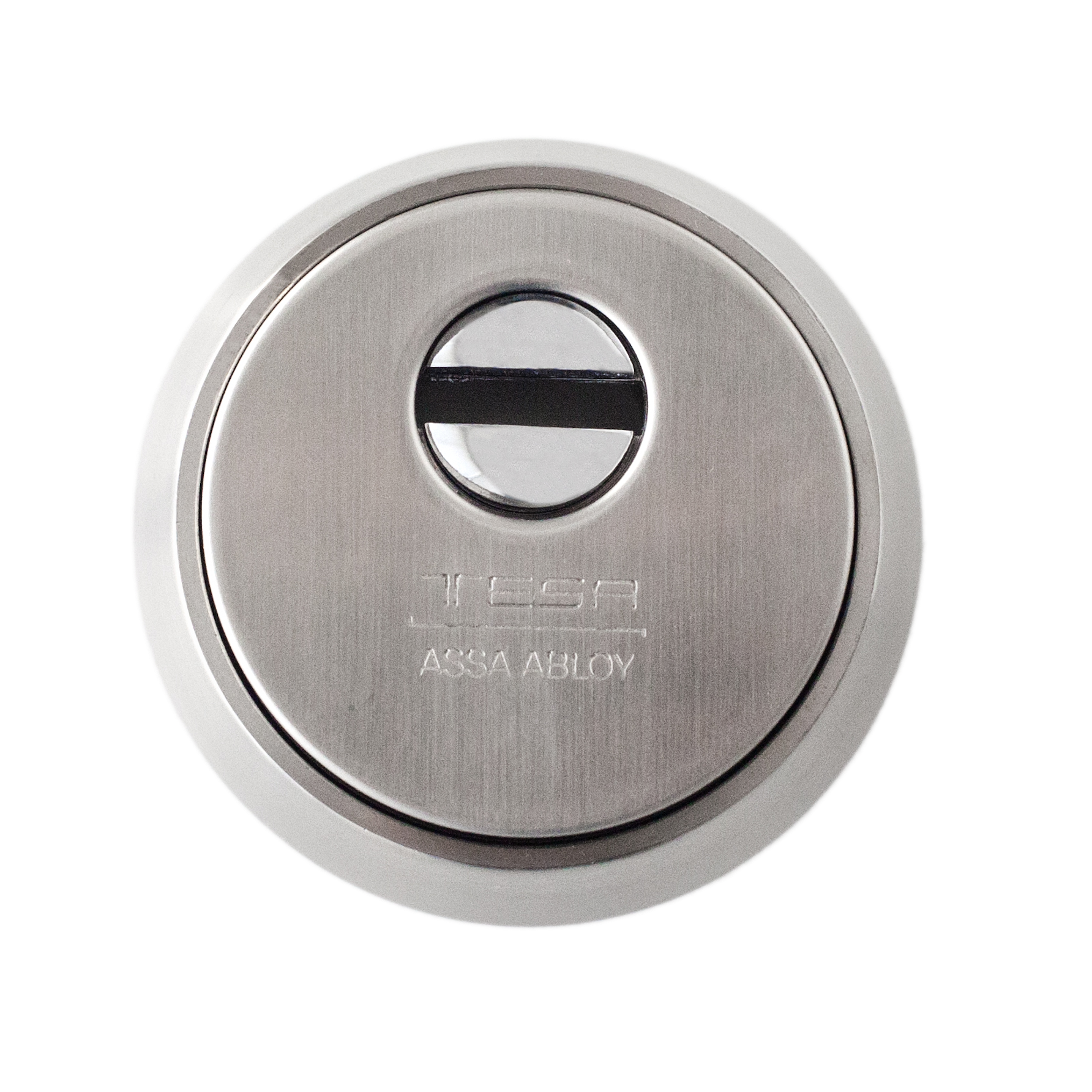 Escudo para cilindro de alta seguridad tesa e800 acero inoxidable dorado.