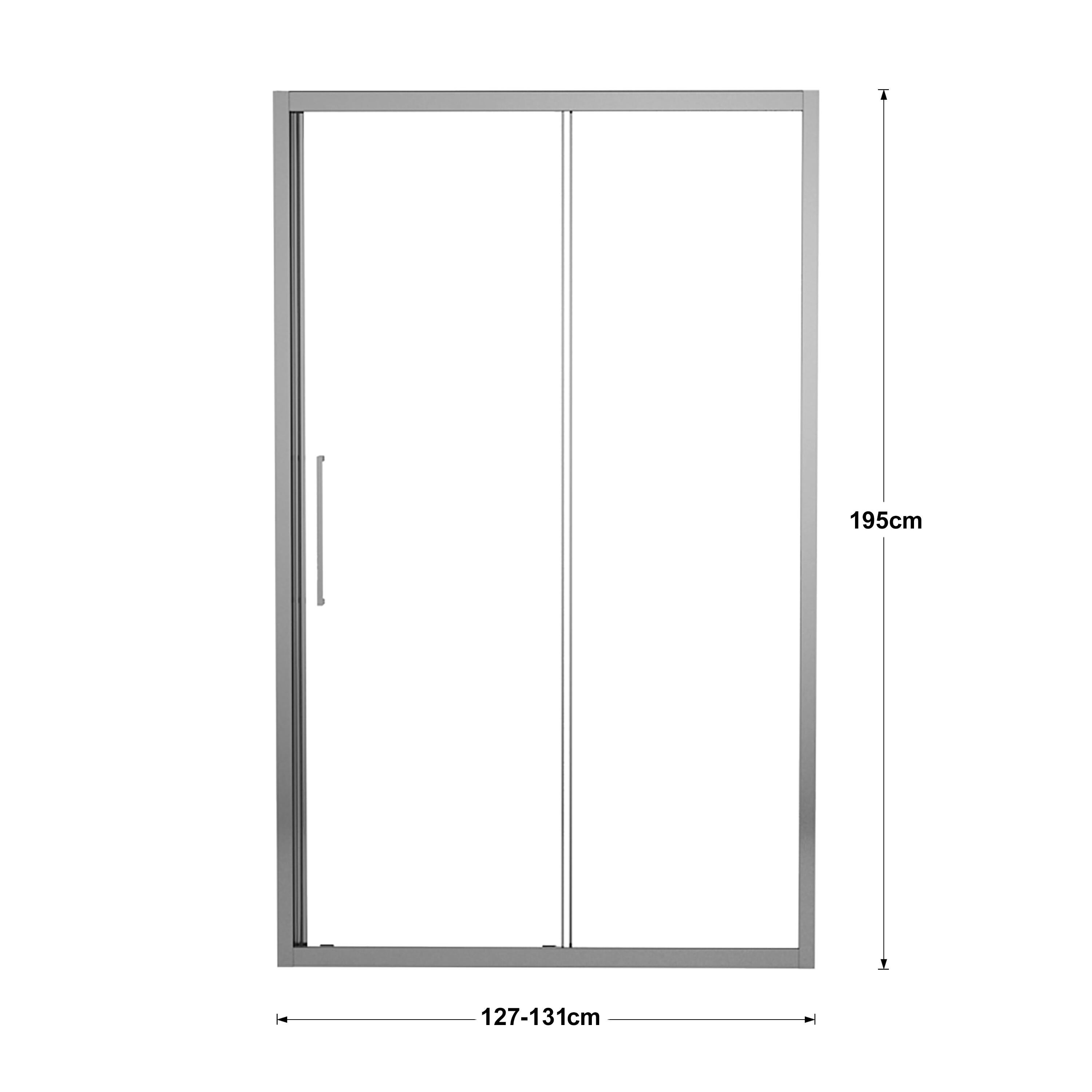 Porta doccia scorrevole L 127-131 cm x H 195 cm per nicchia in vetro trasparente SP. 6 mm, profilo lucido cromo, serie Record - 9