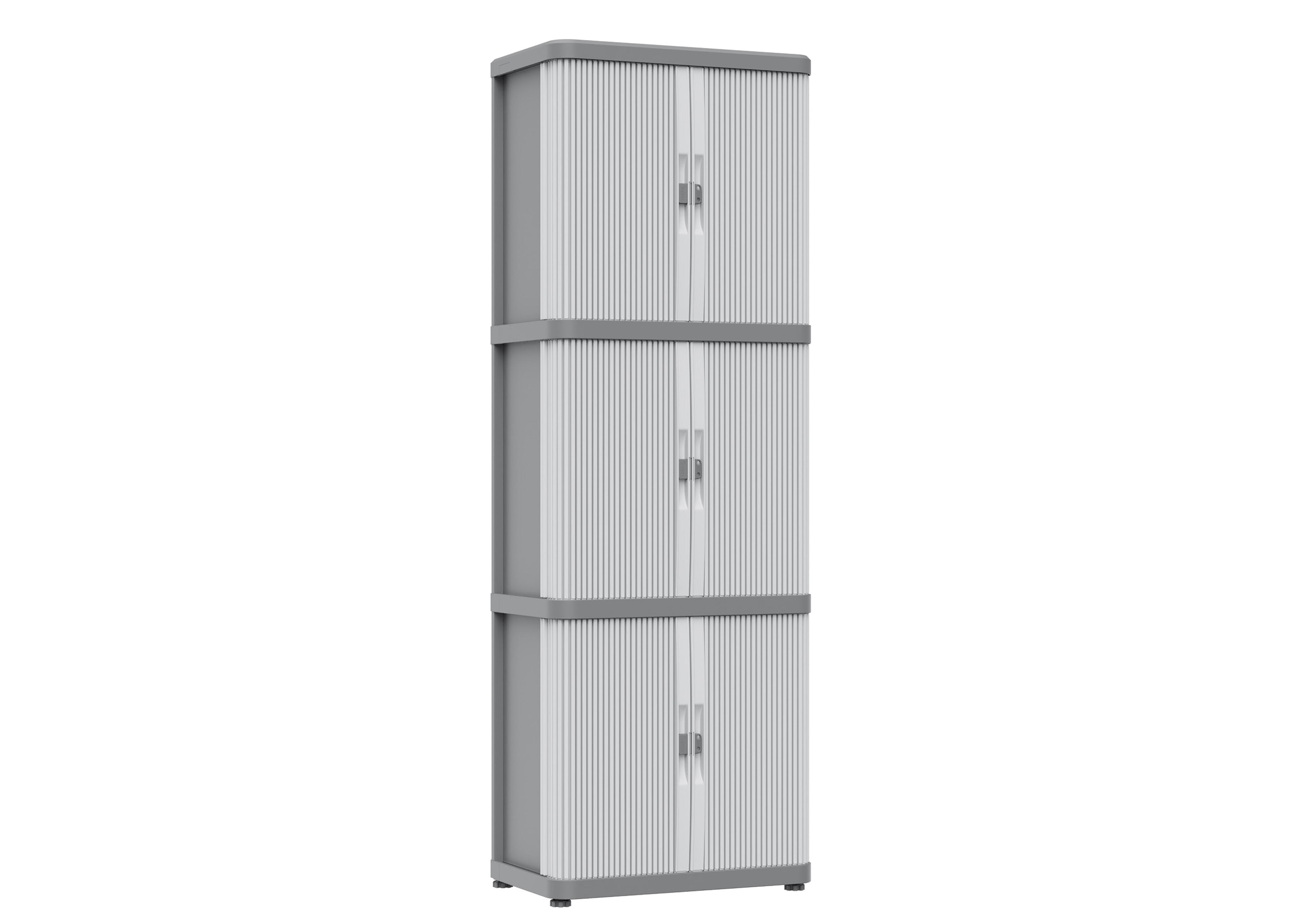 Armario alto baldas de resina 59x170x36 cm color gris 6 puertas correderas
