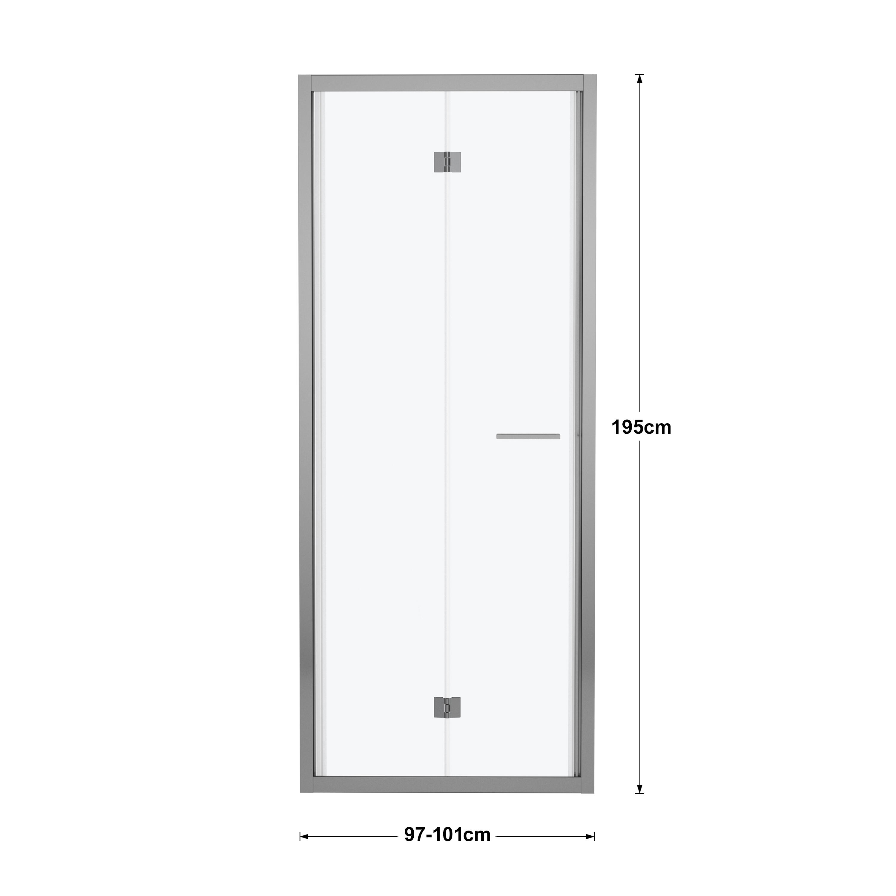 Porta doccia pieghevole L 97-101 cm x H 195 cm per nicchia in vetro smerigliato SP. 6 mm, profilo lucido cromo, serie Record - 5