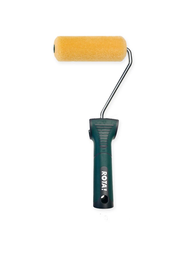 Mini rodillo para pintar y decorar CIRET de 110 mm de anchura, 15 mm de diámetro, pelo corto (menos de 5 mm). Fibra de poliéster. Varilla de acero.