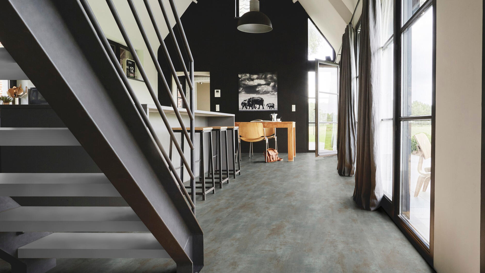 Suelo vinílico rollo stromboli efecto piedra gris oscuro 2m ancho pedido mín.6m2 - producto a medida - no admite devolución.