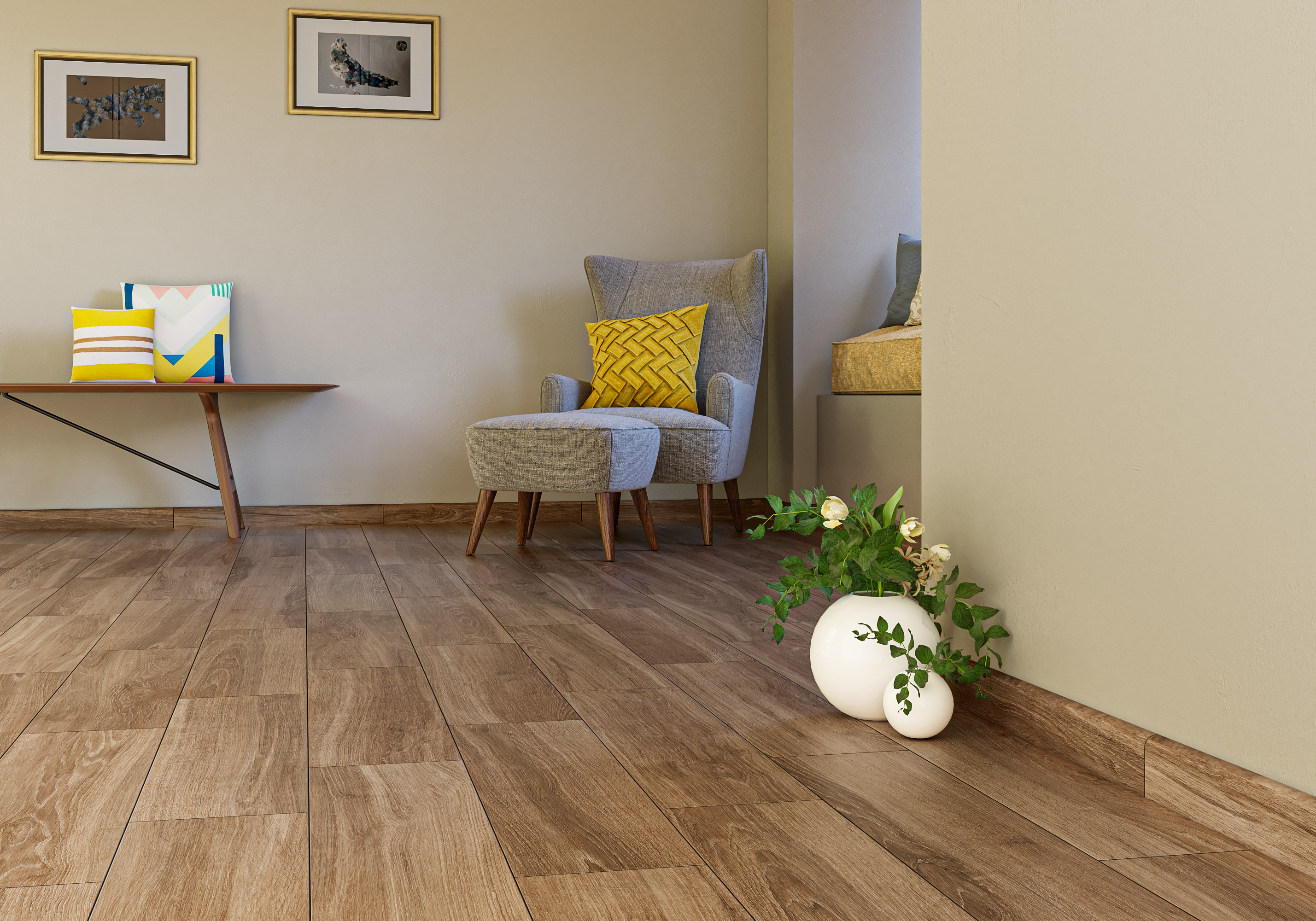 Rodapié porcelánico Ipanema 75x9 cm madera taupe ARTENS - 8