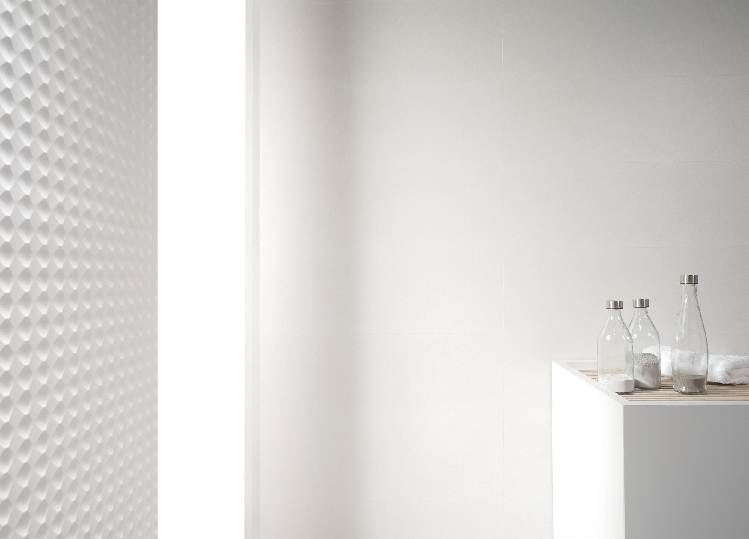 Azulejo cerámico Tecnica efecto cemento top blanco relieve 30x90 cm - 2