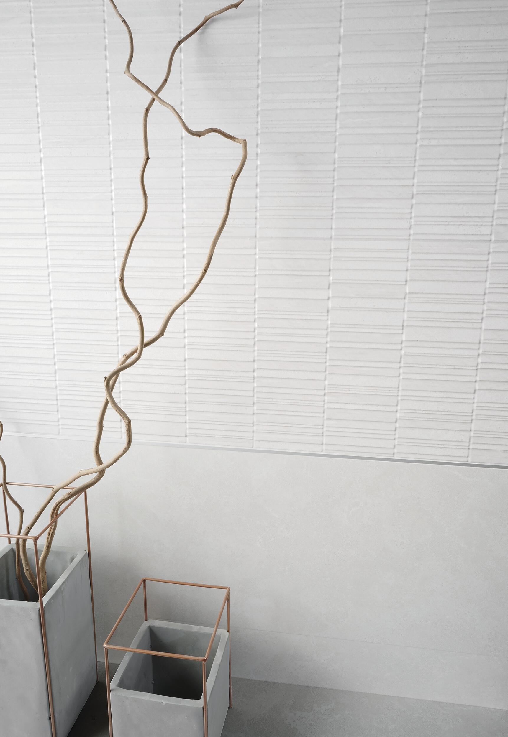 Azulejo cerámico Avola efecto piedra Stria blanco relieve 30x90 cm - 2