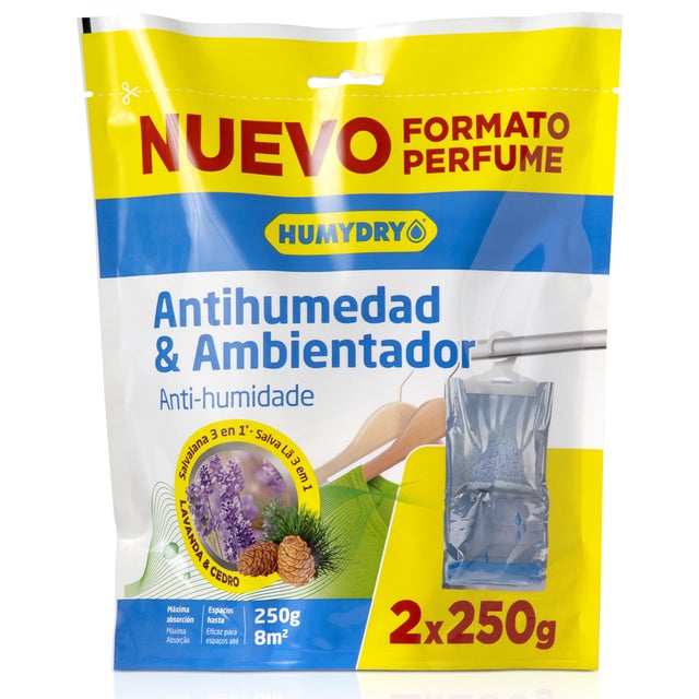 Cabide absorvente humidade com 2 recargas 250gr lavanda Humydry