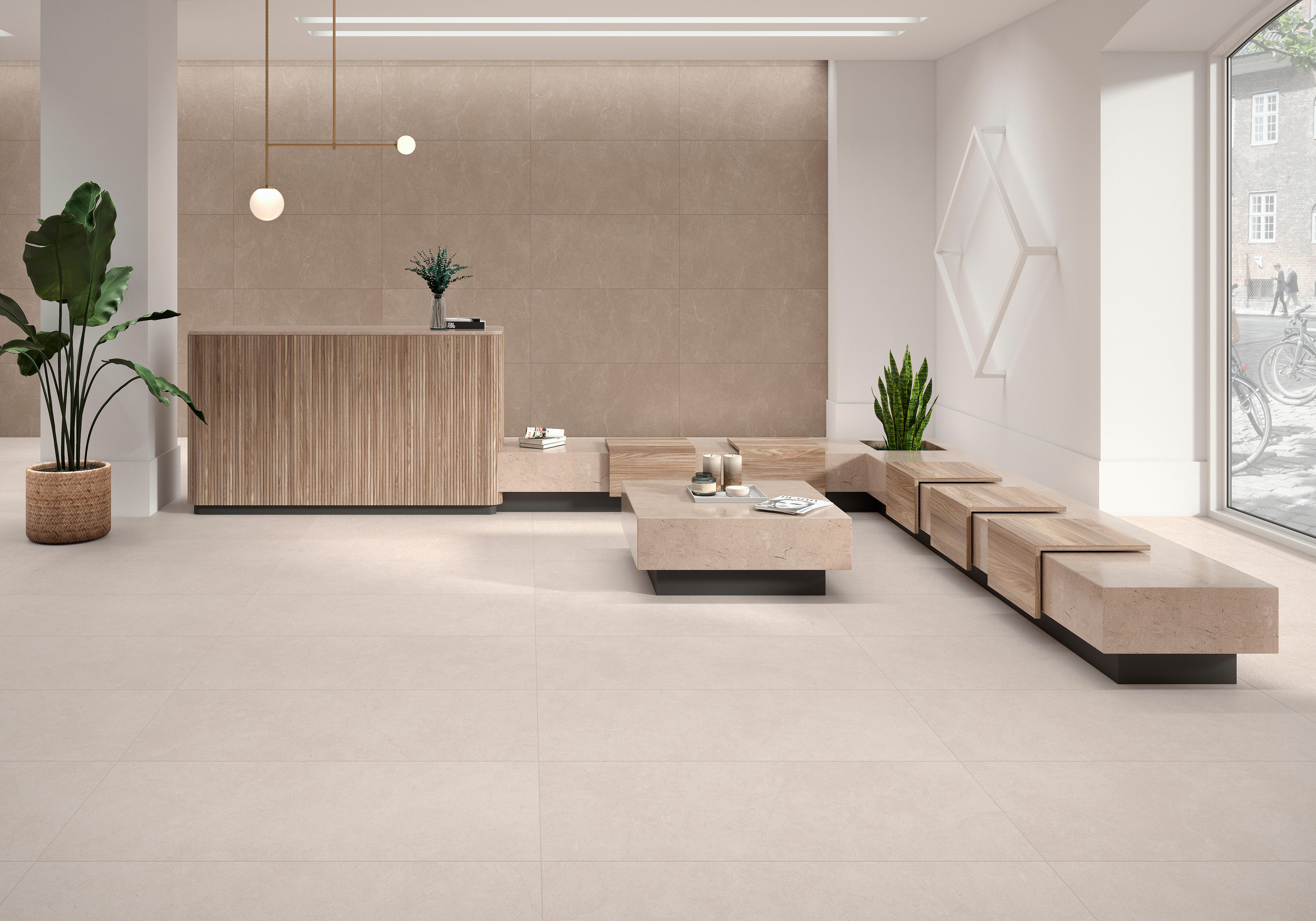 Suelo/Azulejo porcelánico Palco efecto cemento marfil 60x120 cm C2 ...