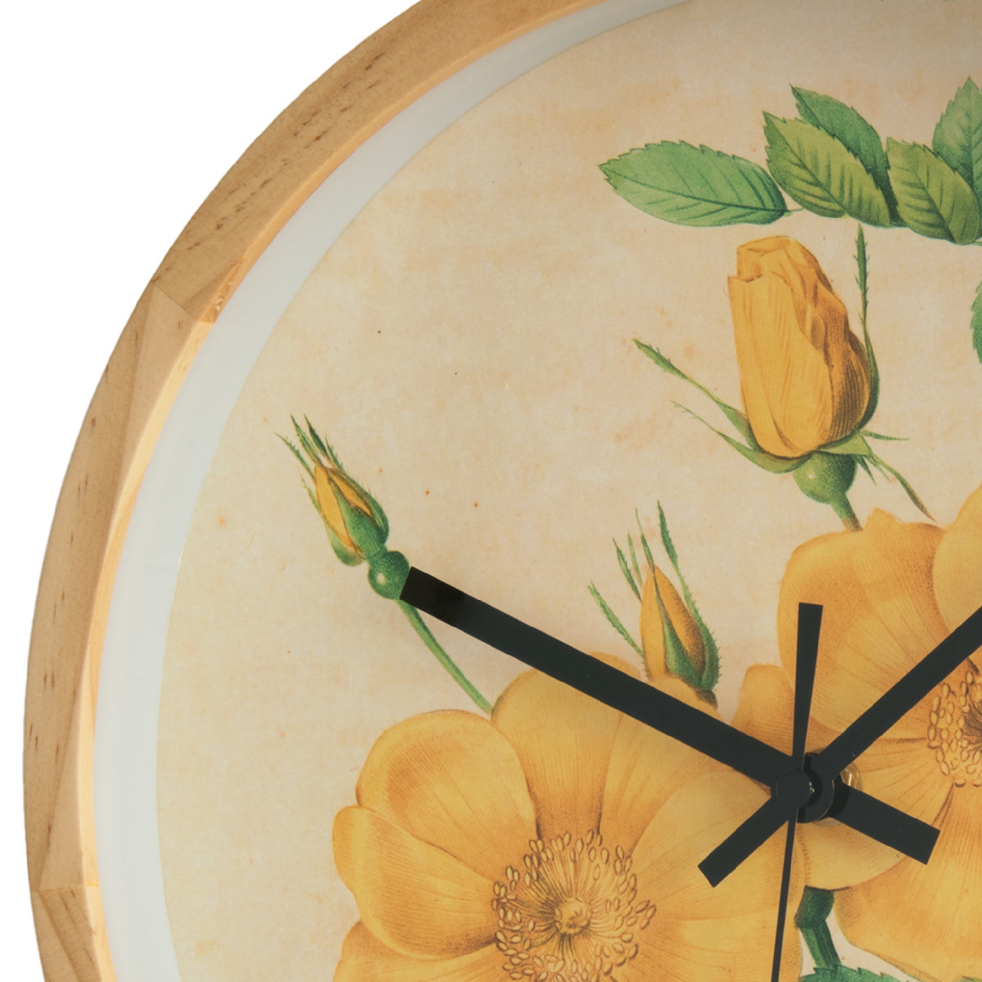 Reloj de pared redondo madera Flores amarillas de 30 cm - 3